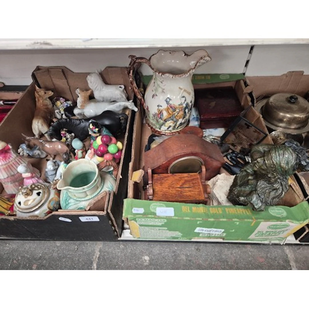Two boxes of ceramics to include Old Tupton Ware, Royal Doul...
