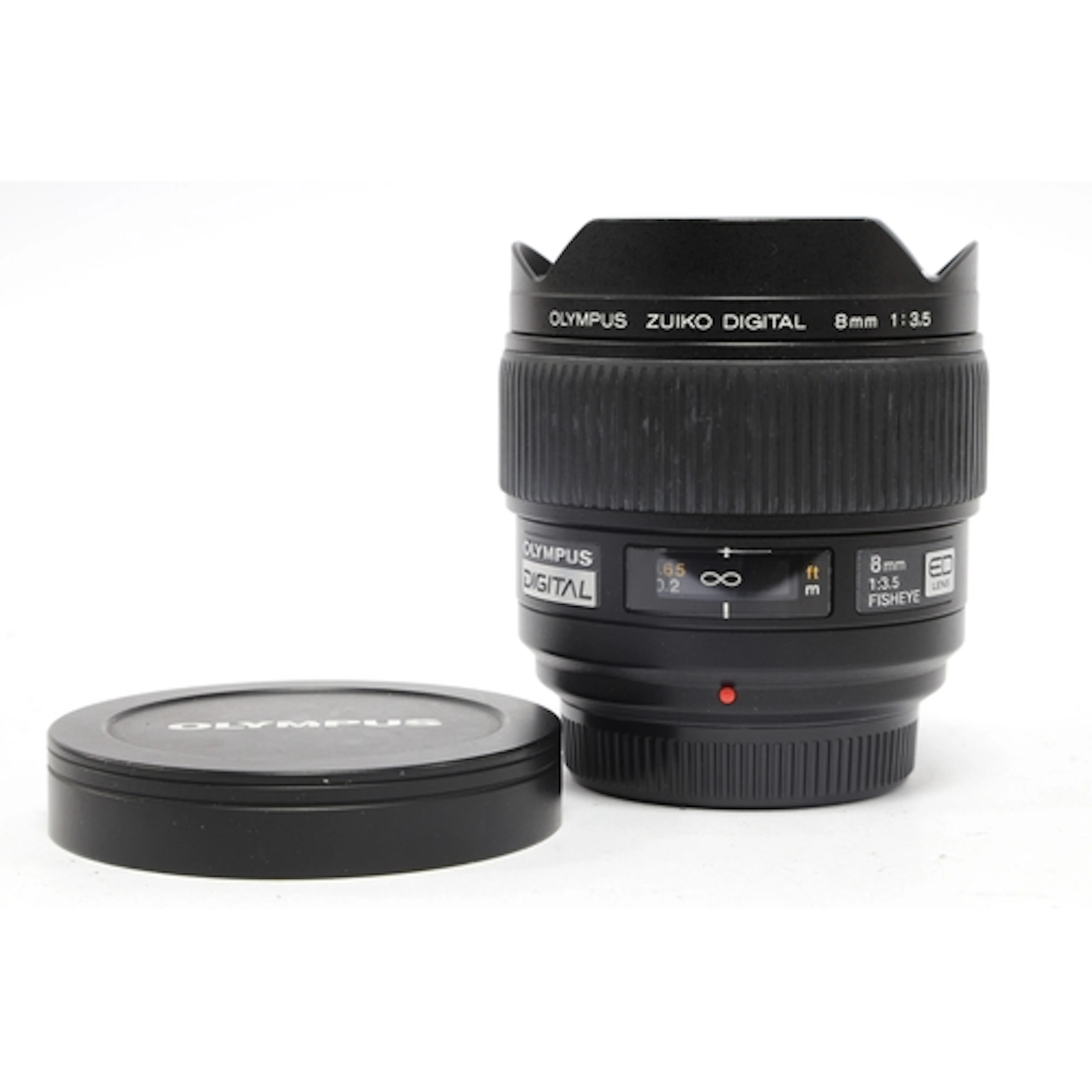 Olympus Zuiko Digital 8mm f/3.5 ED Fisheye Lens, front and b...
