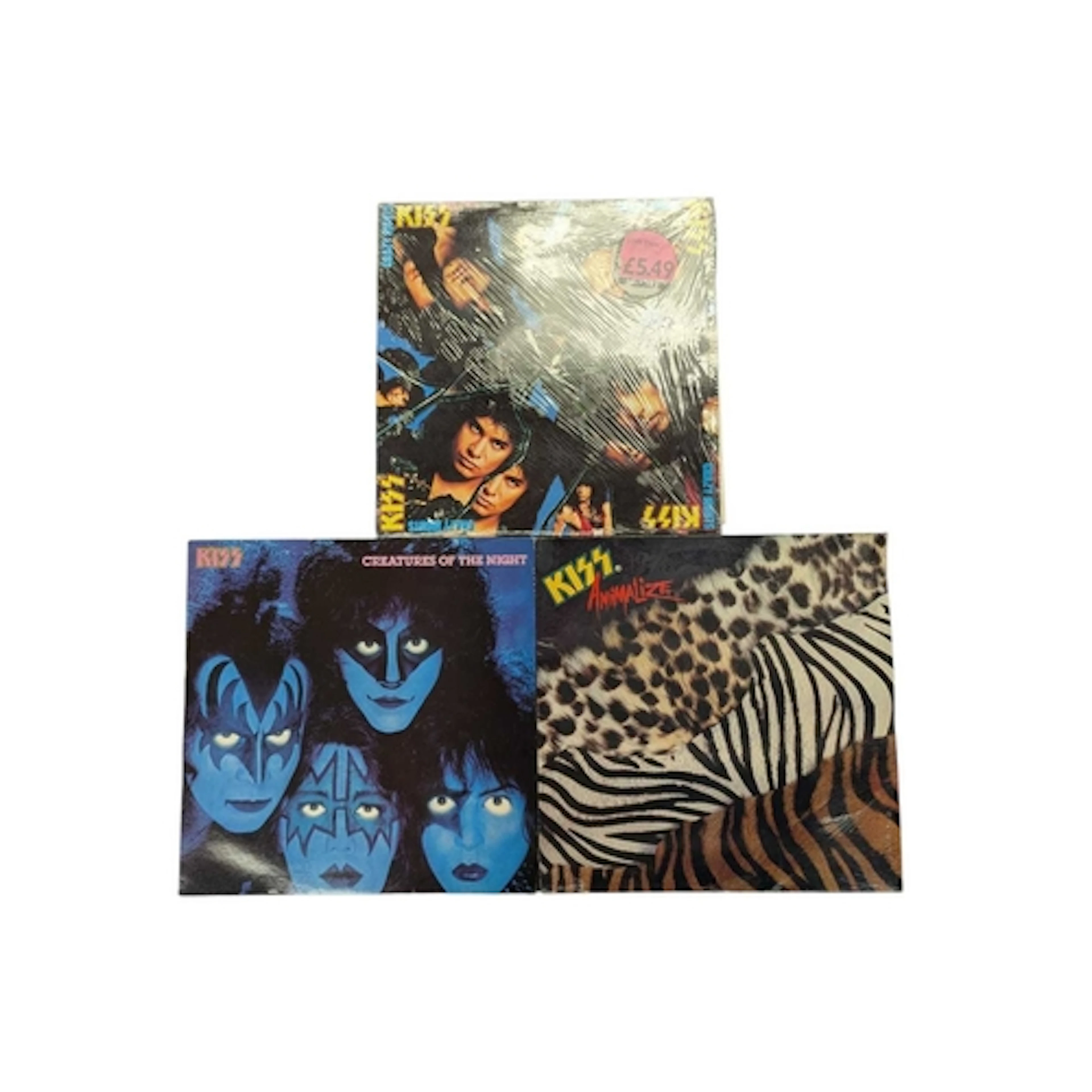 KISS - Three hard rock LP vinyl records. To include: Crazy N...