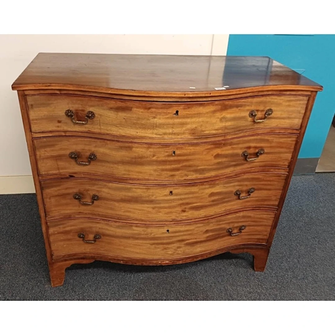 18TH CENTURY INLAID MAHOGANY 4 DRAWER CHEST WITH SERPENTINE ...