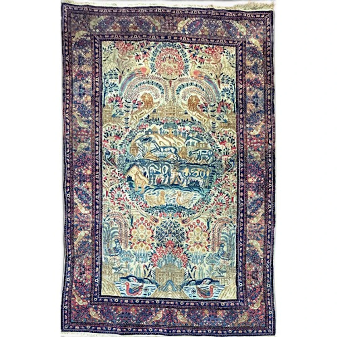 A fine antique Persian Kerman ‘Garden of Paradise’ pictorial...
