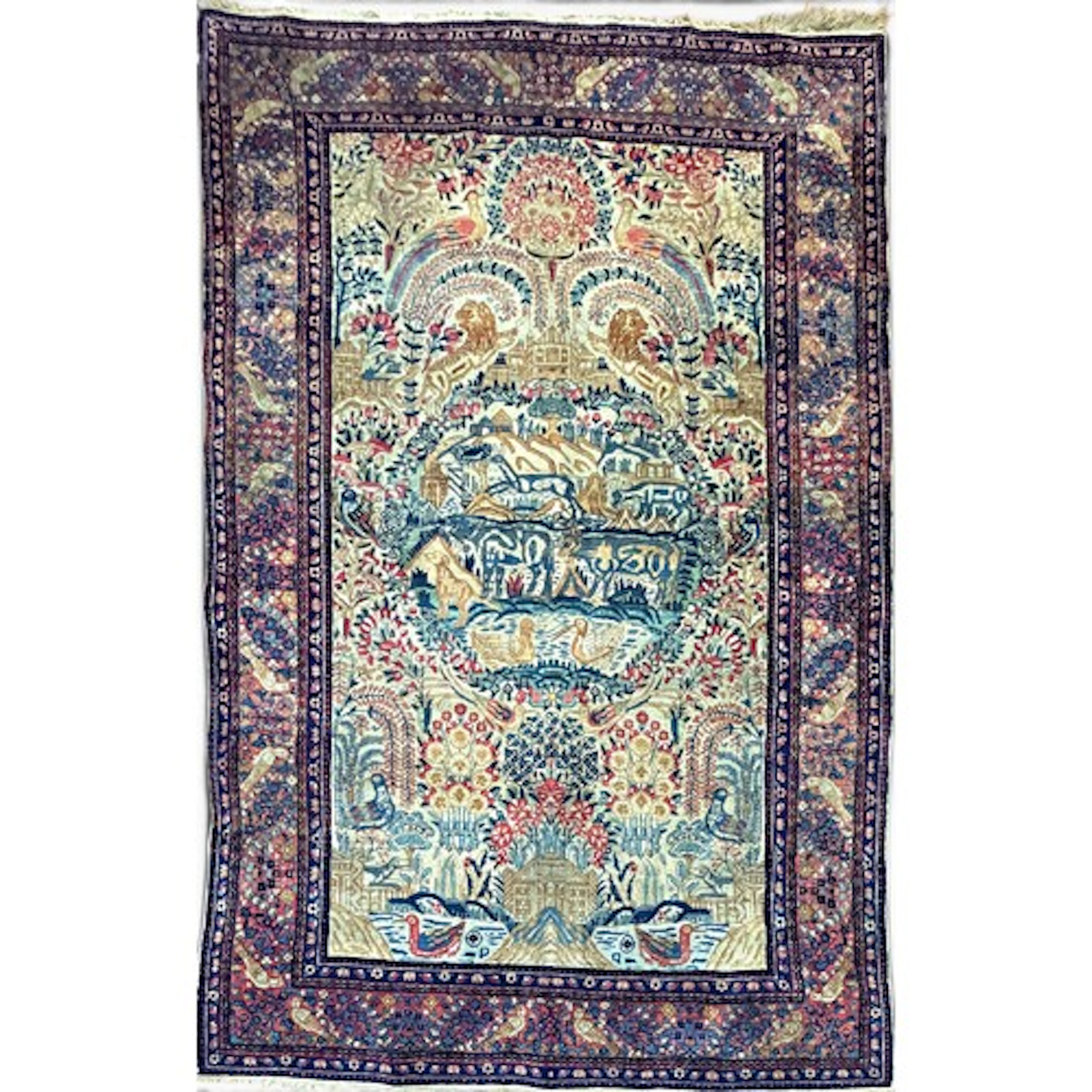 A fine antique Persian Kerman ‘Garden of Paradise’ pictorial...