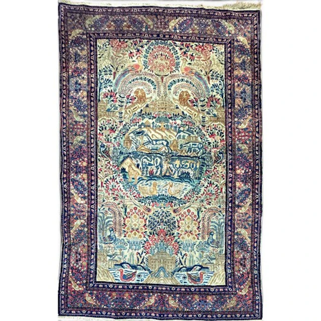 A fine antique Persian Kerman ‘Garden of Paradise’ pictorial...