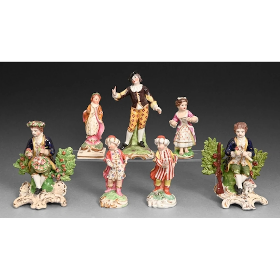 Two Derby figures of a boy in Turkish costume, c1770, on mou...