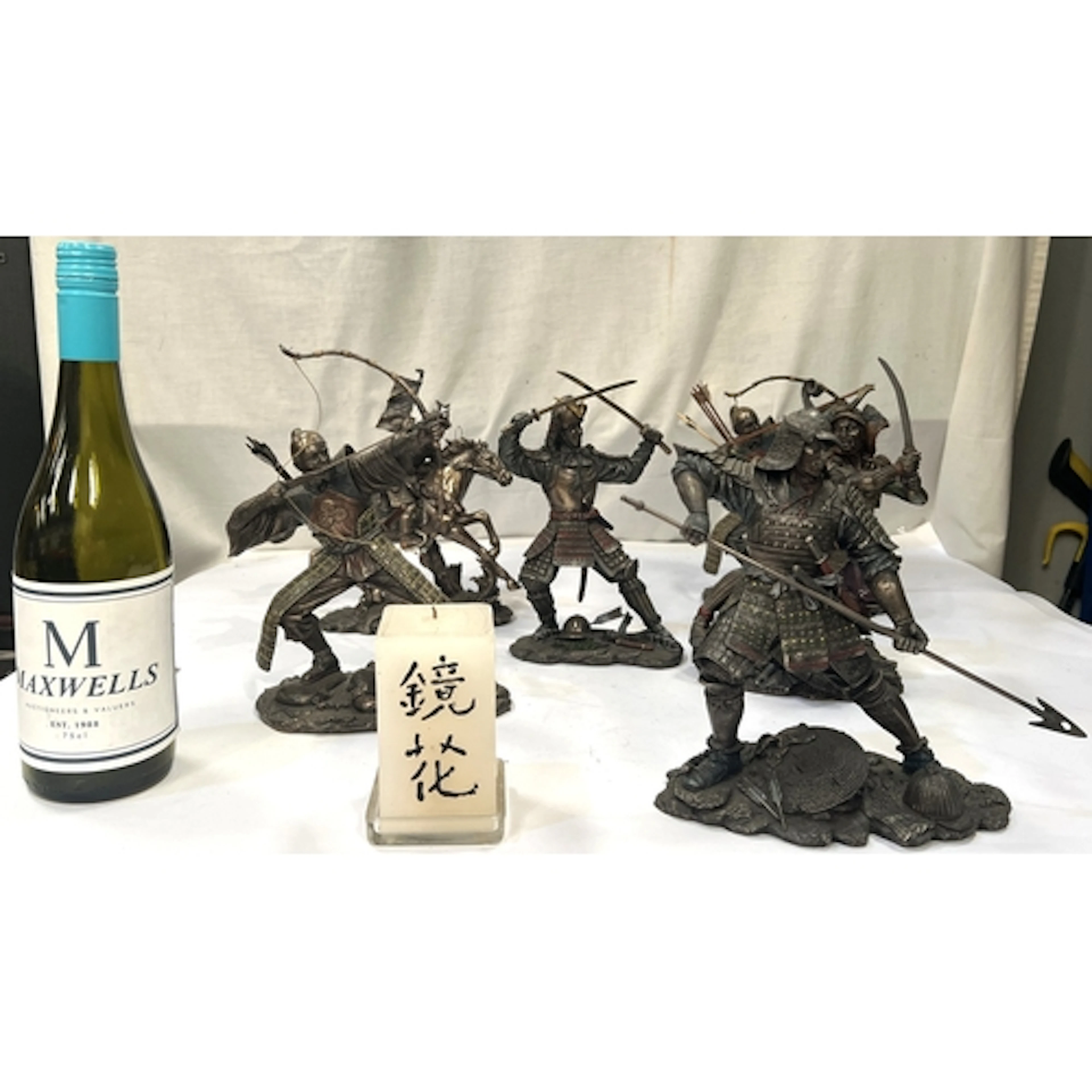 A group of 6 resin Ninja/Samurai style figures.