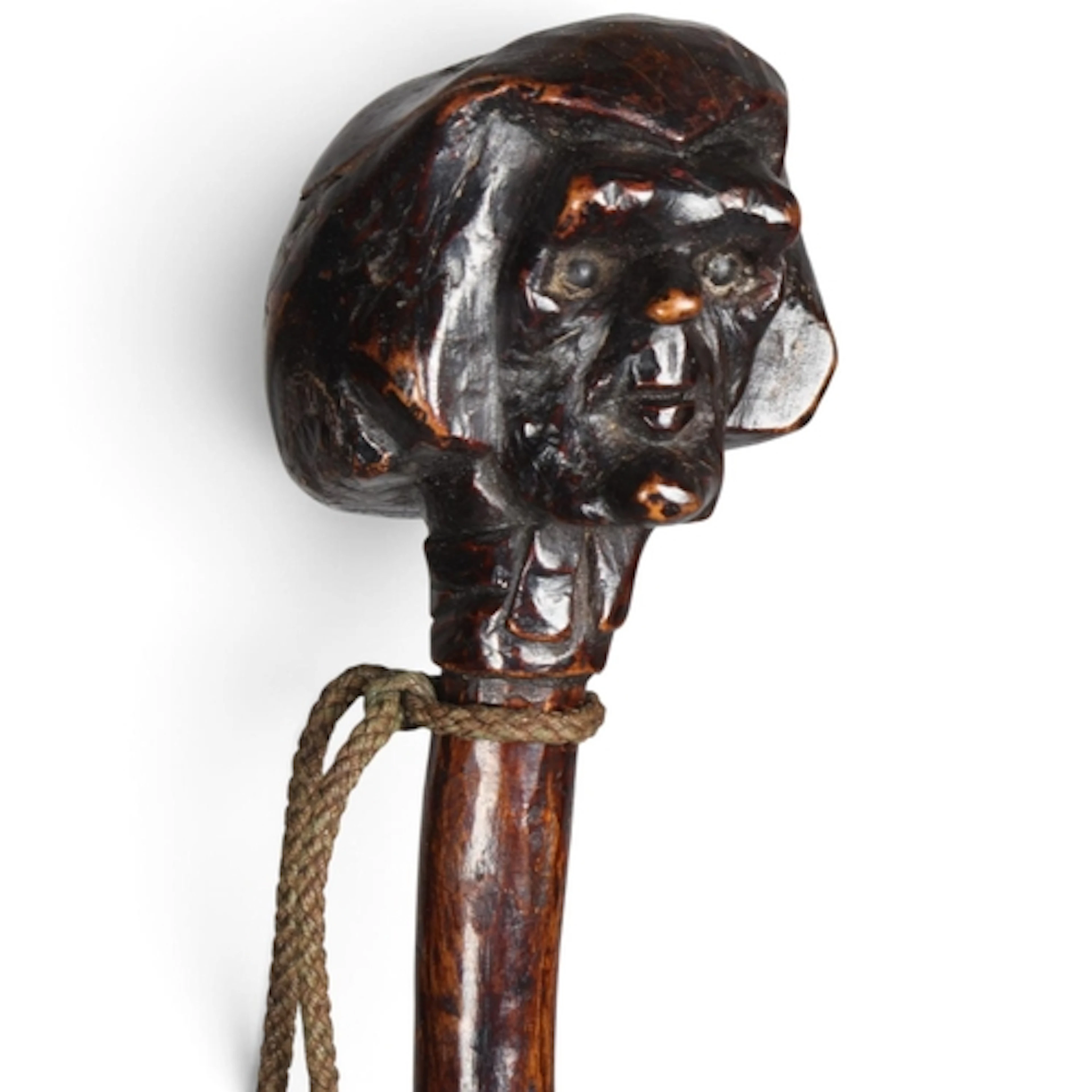 An early 19th century one piece country cane with carved gro...