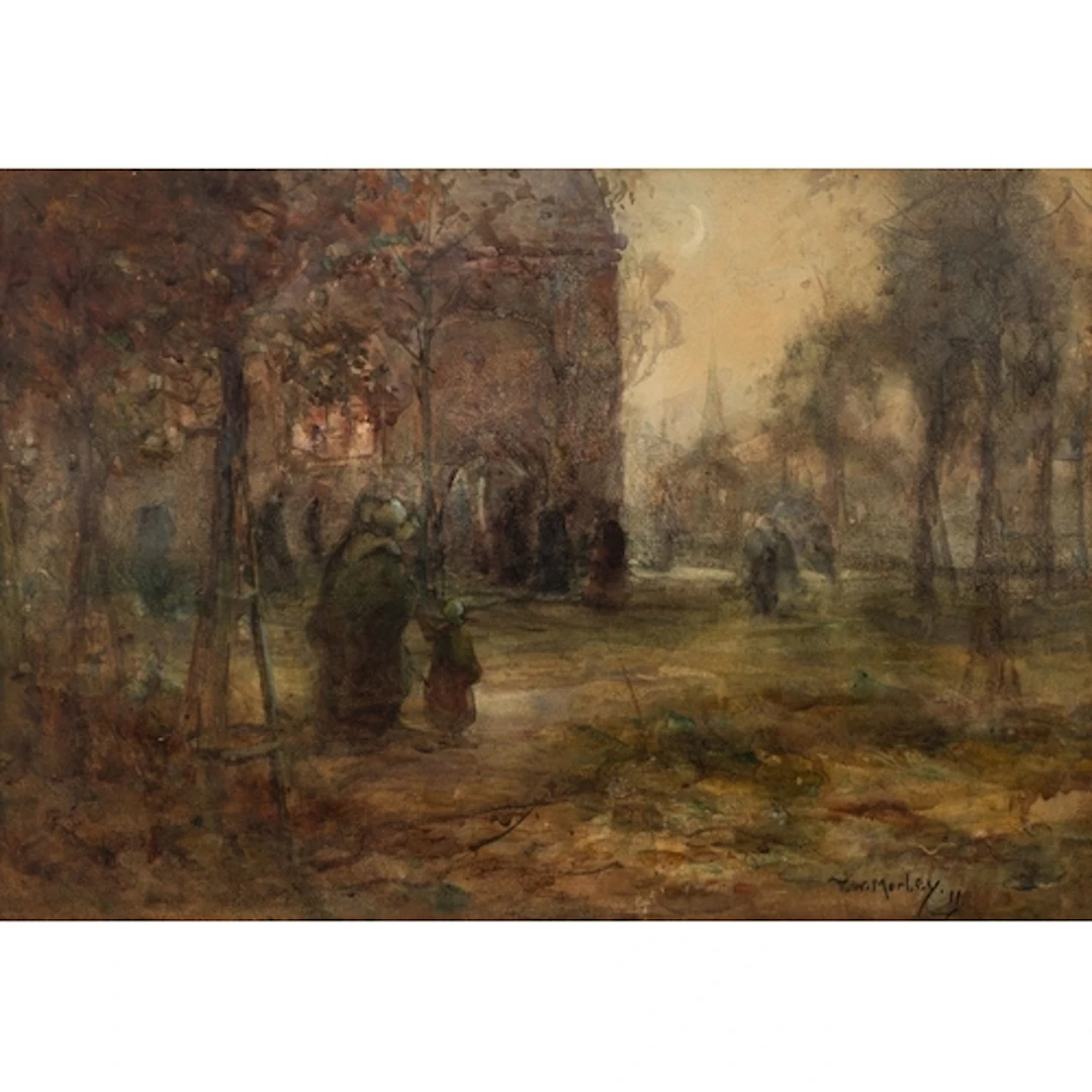 Thomas William Morley (British, 1859-1925) - A town street ...