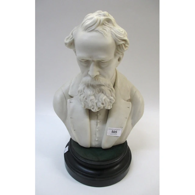 Large 19th Century Parian bust of Charles Dickens, 33cm high...