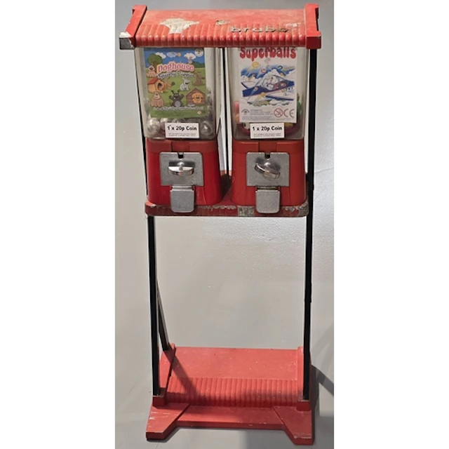 A vintage floor standing Brabo double canister vending and g...