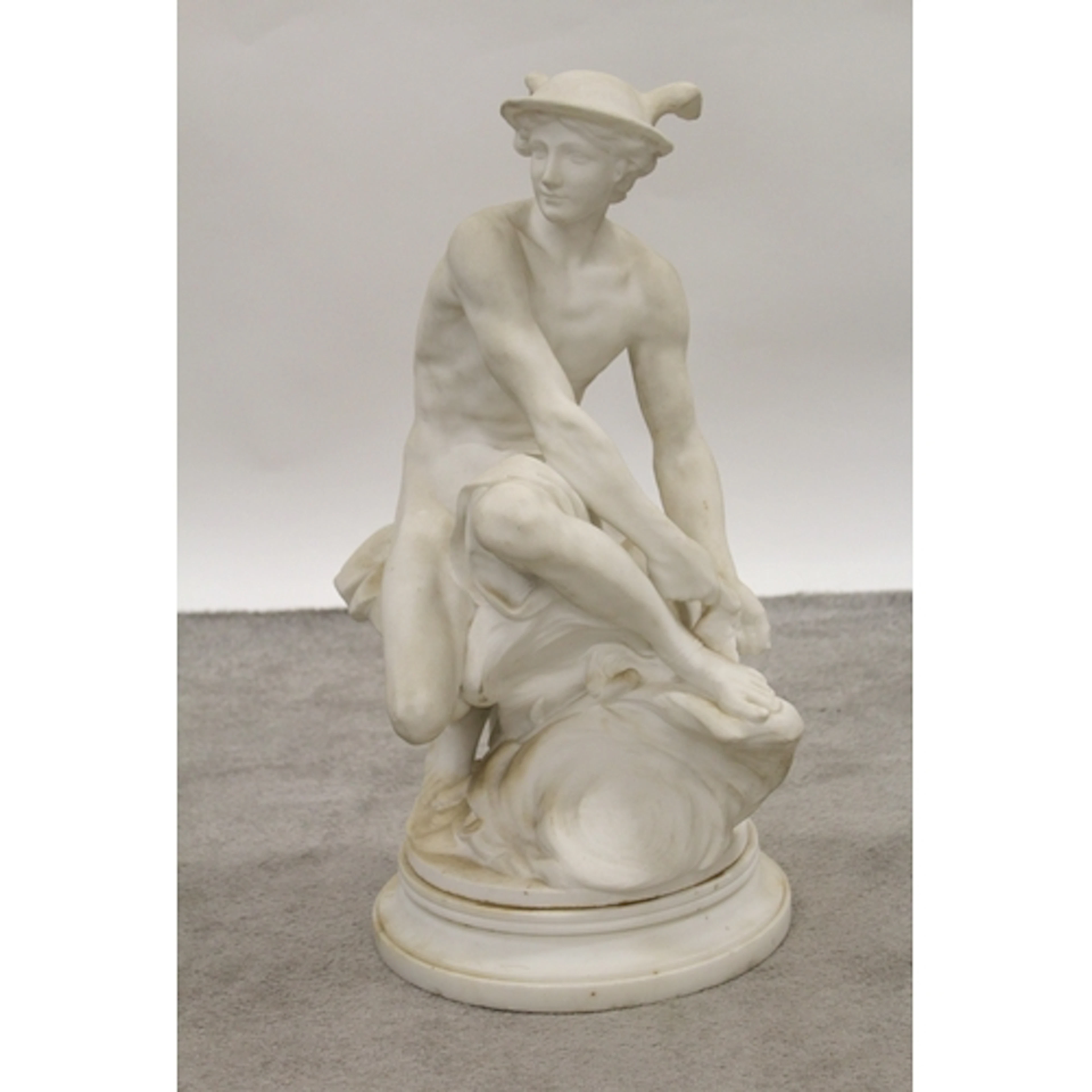 After Jean-Baptiste Pigalle, white marble figure of Mercury ...