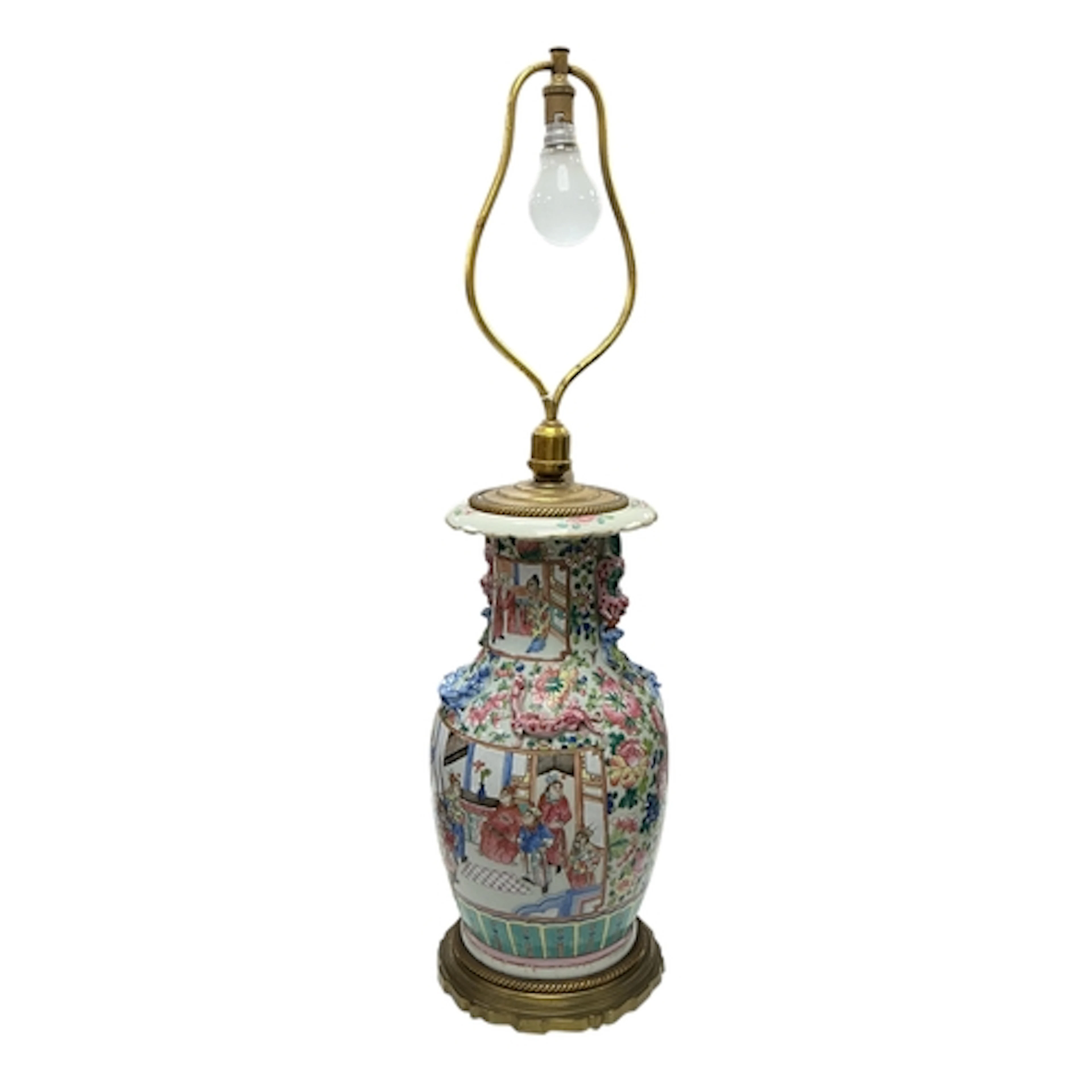 A 19th century Chinese famille rose vase now as a table lamp...