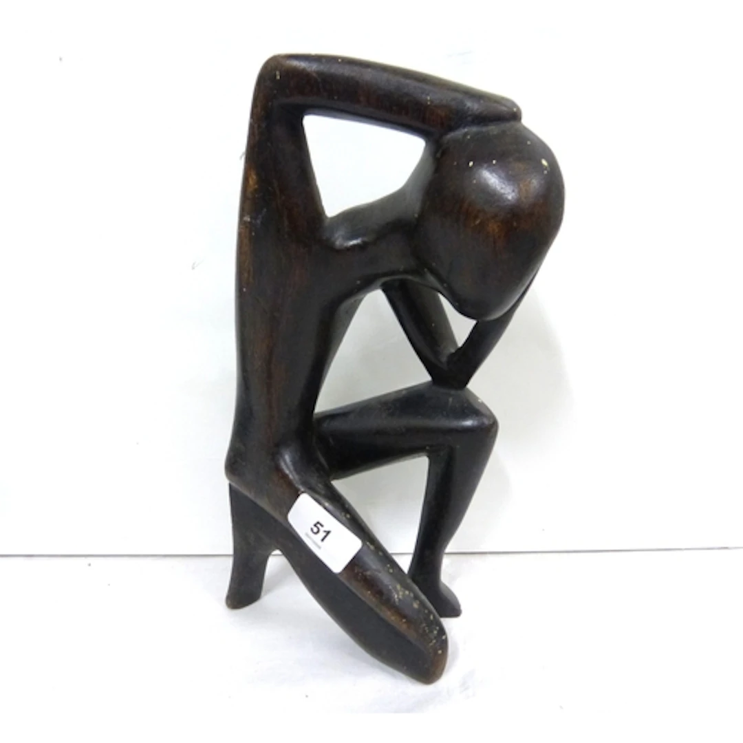 Modern carved sculpture 'The Thinking Man'. 30cm
