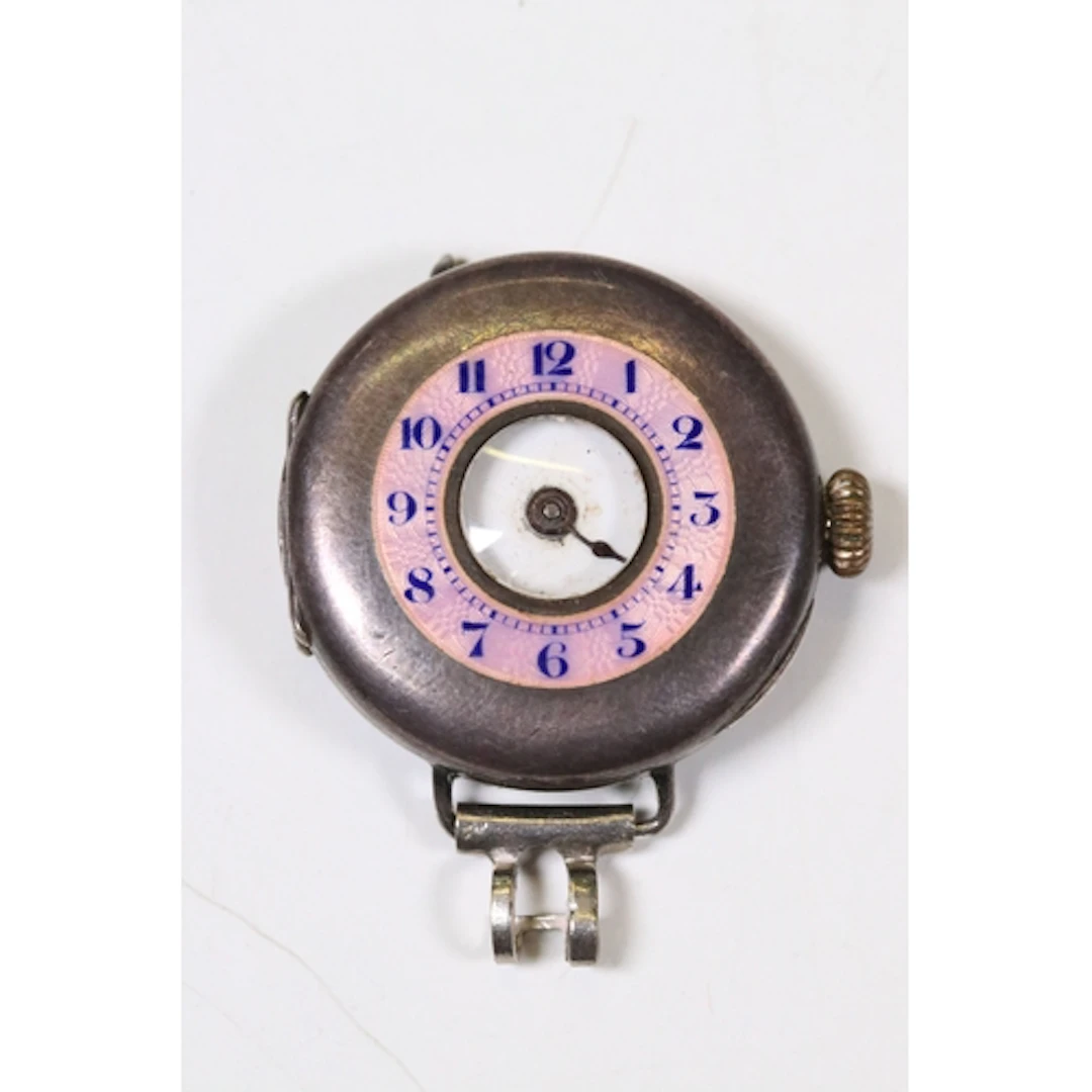 Hallmarked silver and pink enamel cased Rolex wrist watch wi...