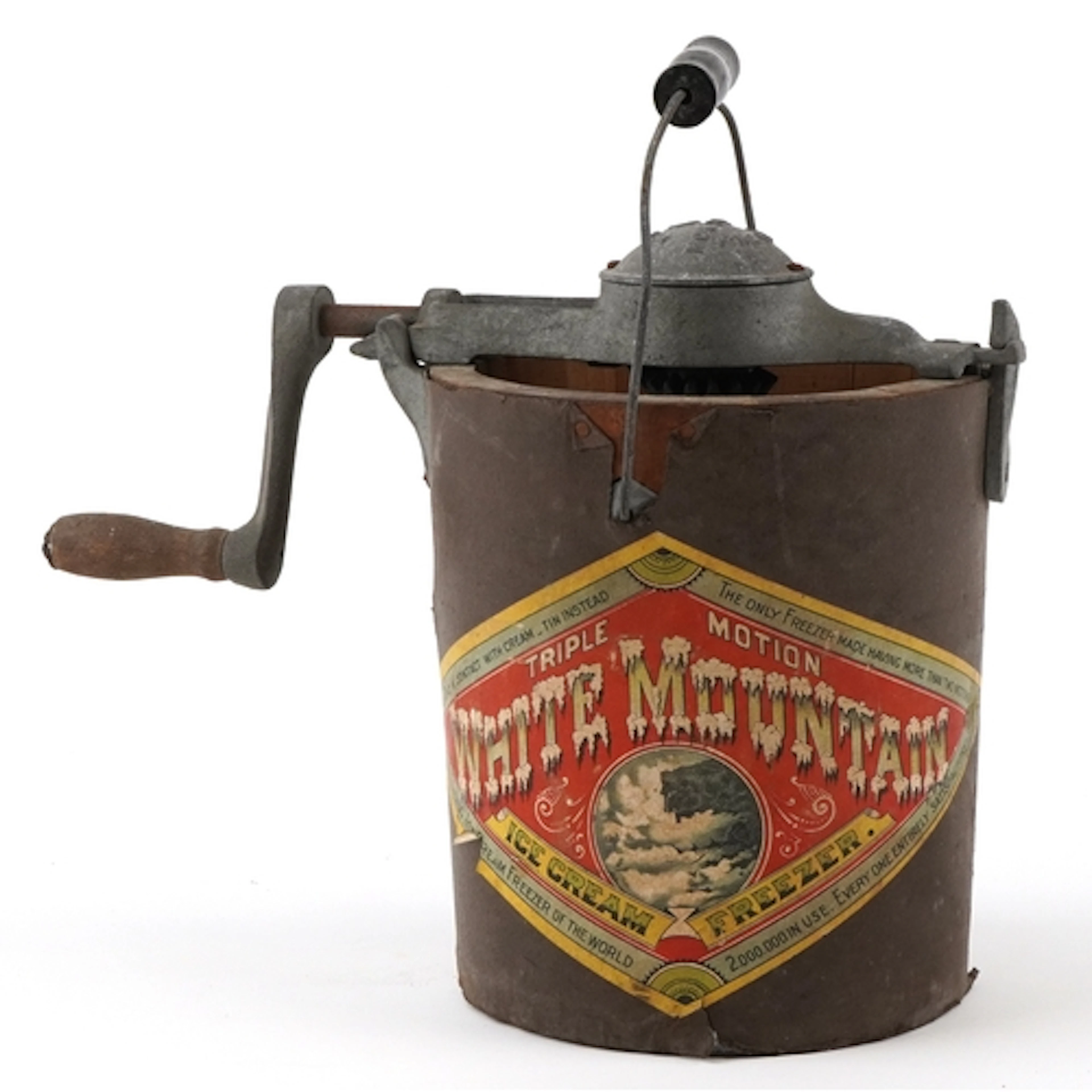 Vintage triple motion White Mountain hand crank ice cream fr...