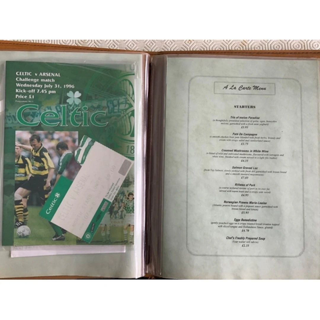 1996 Celtic v Arsenal Football Memorabilia: Programme and ti...