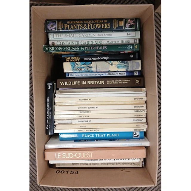 Collection of books including wildlife, botanical reference,...