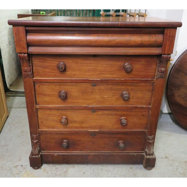 Antique Mahogany Scottish Chest of Drawers, single long draw...