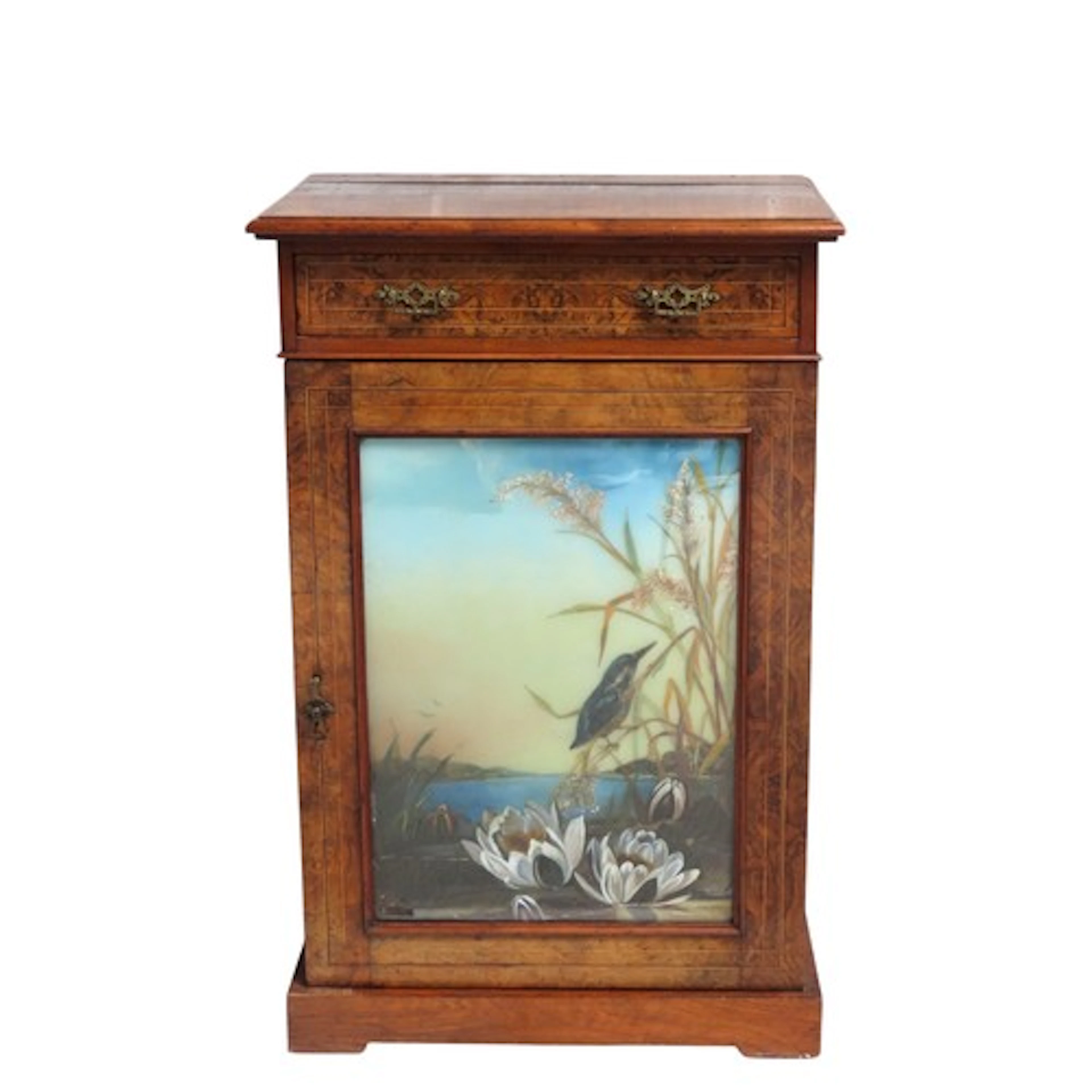 A VICTORIAN BURR WALNUT PIER CABINET CIRCA 1870 with a singl...