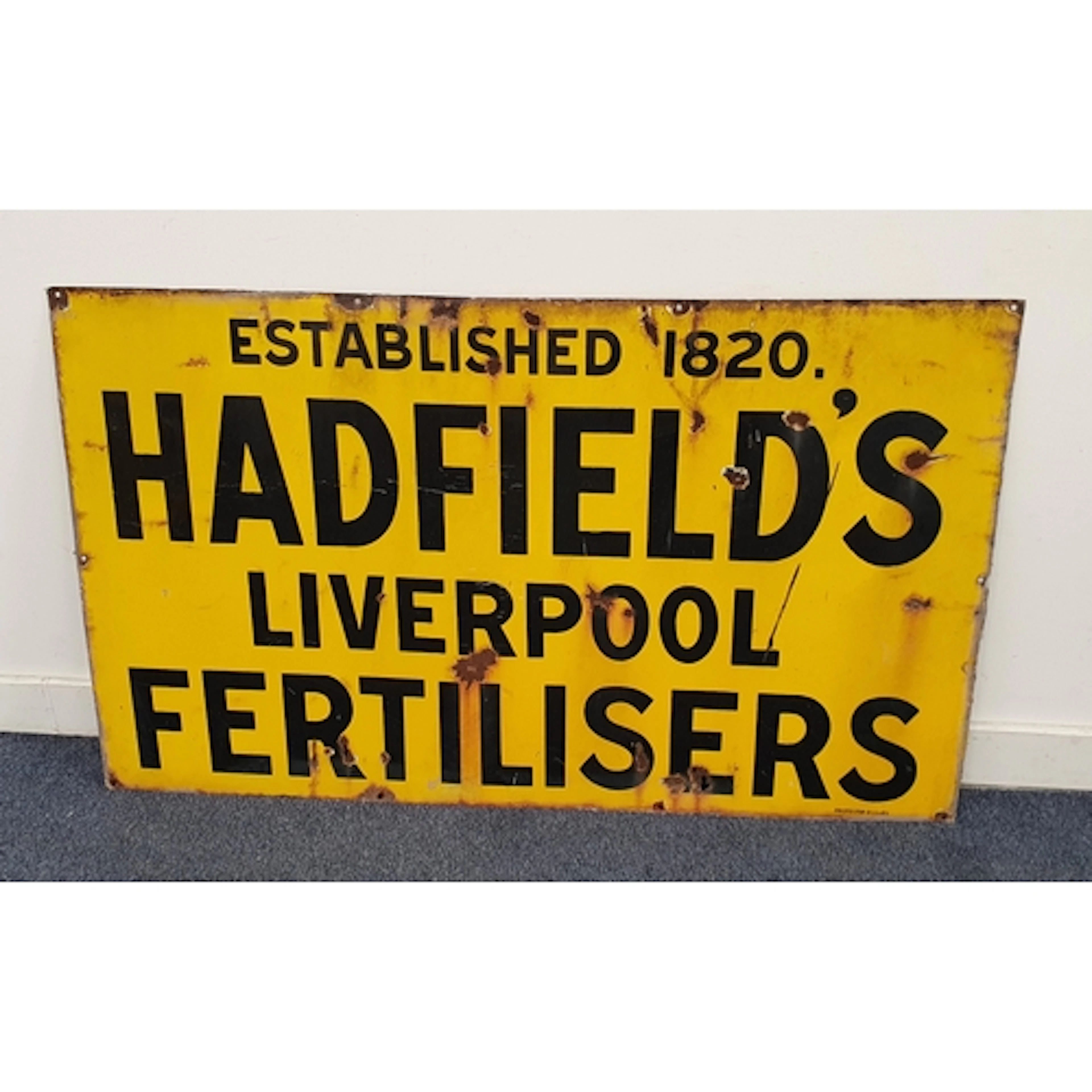 LARGE VINTAGE ENAMEL ADVERTISING SIGN FOR HADFIELD'S LIVERPO...