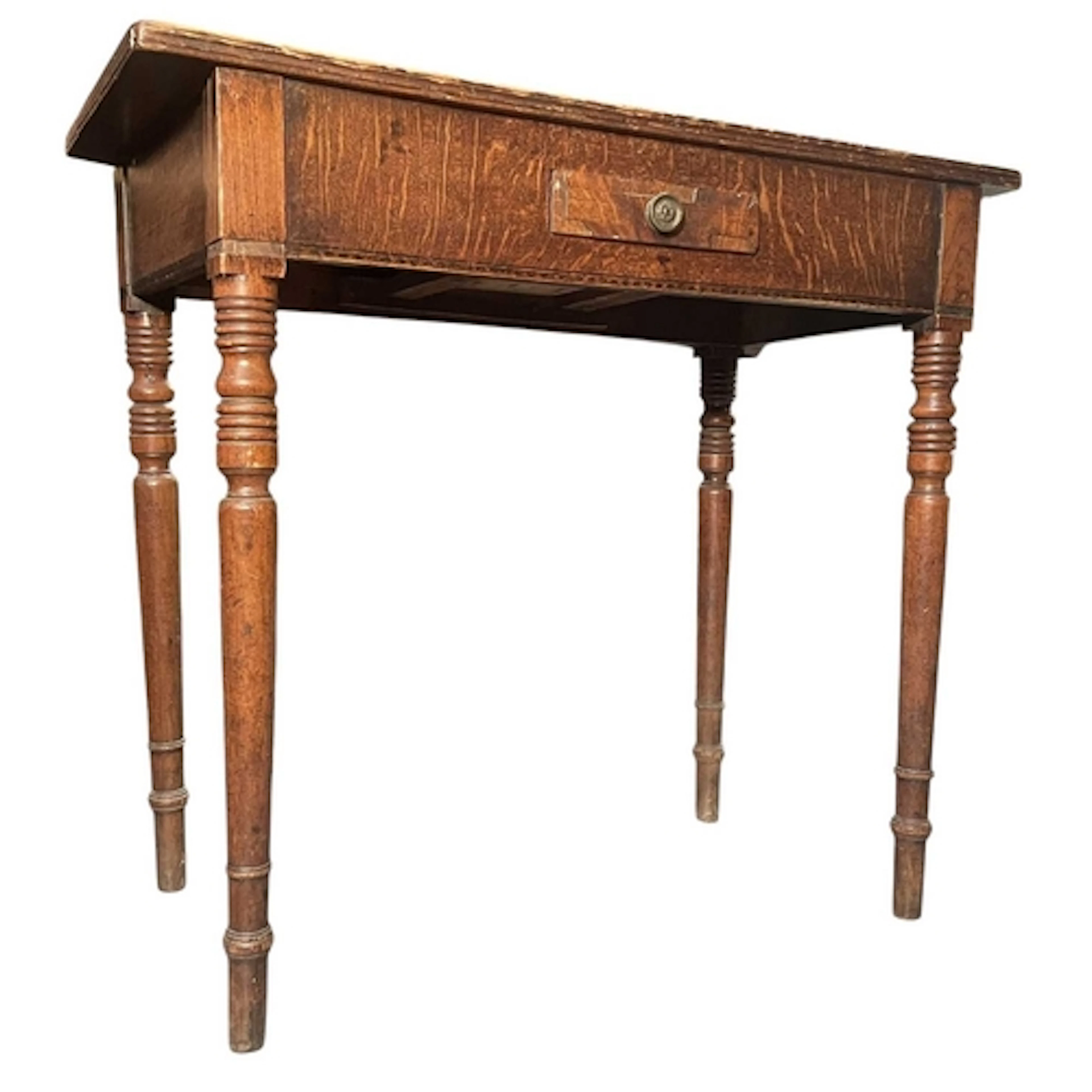 An early 19th century George III oak writing table / side ta...