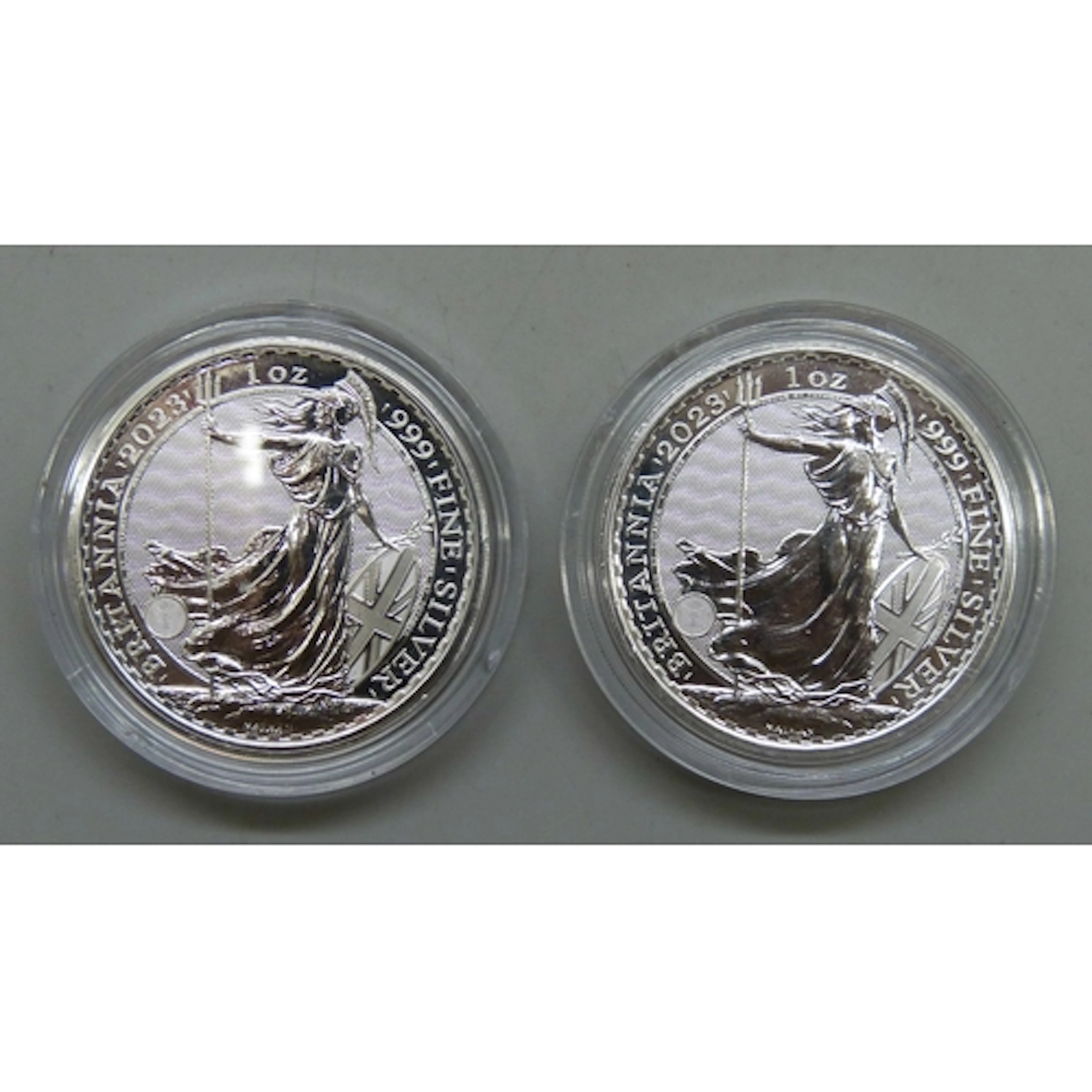 Two 2023 1oz .999 fine silver Britannia £2 coins