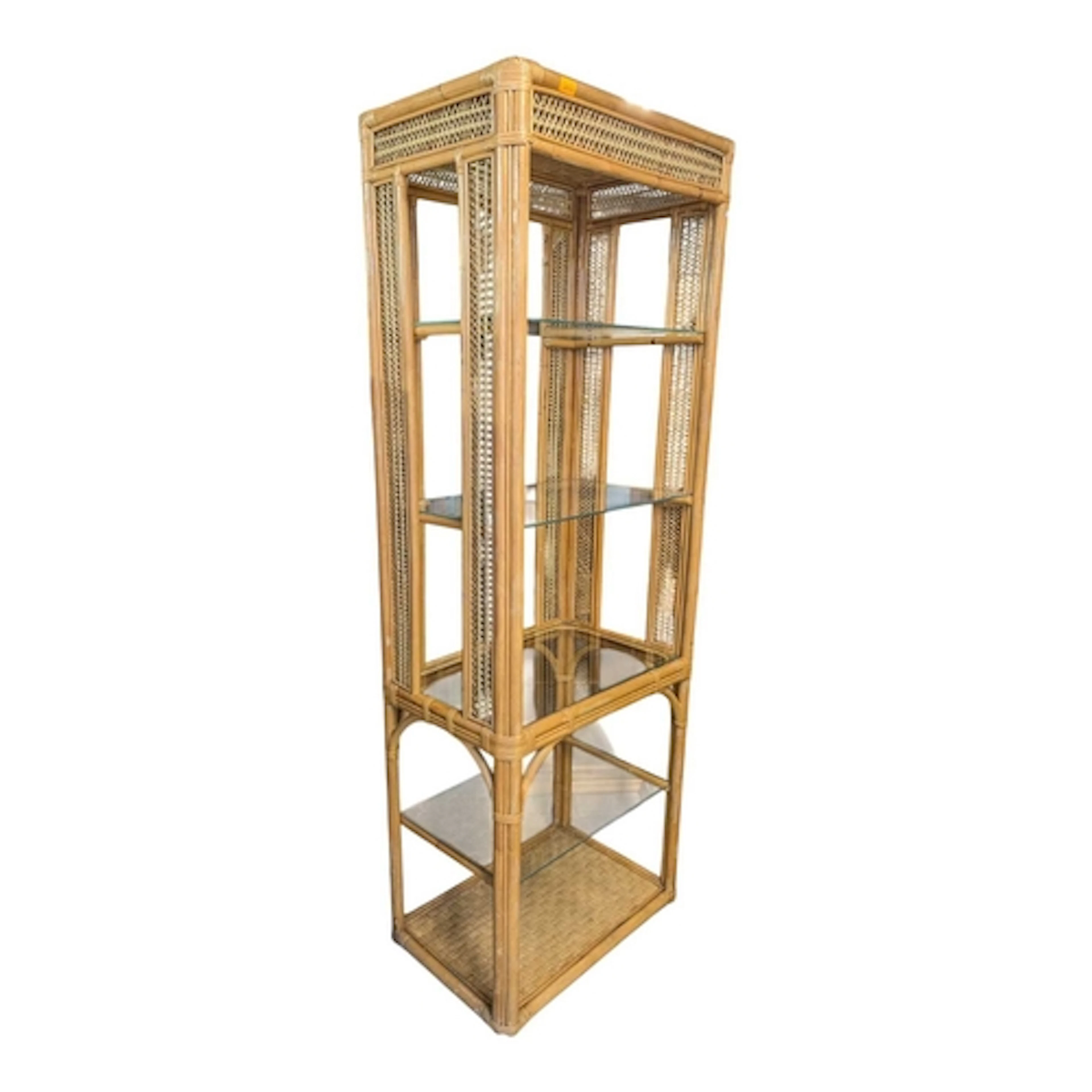 A vintage 20th century circa 1970s bamboo display unit. The ...