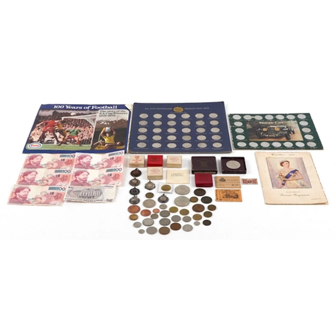 Mid century and later coins and ephemera including 1953 Coro...