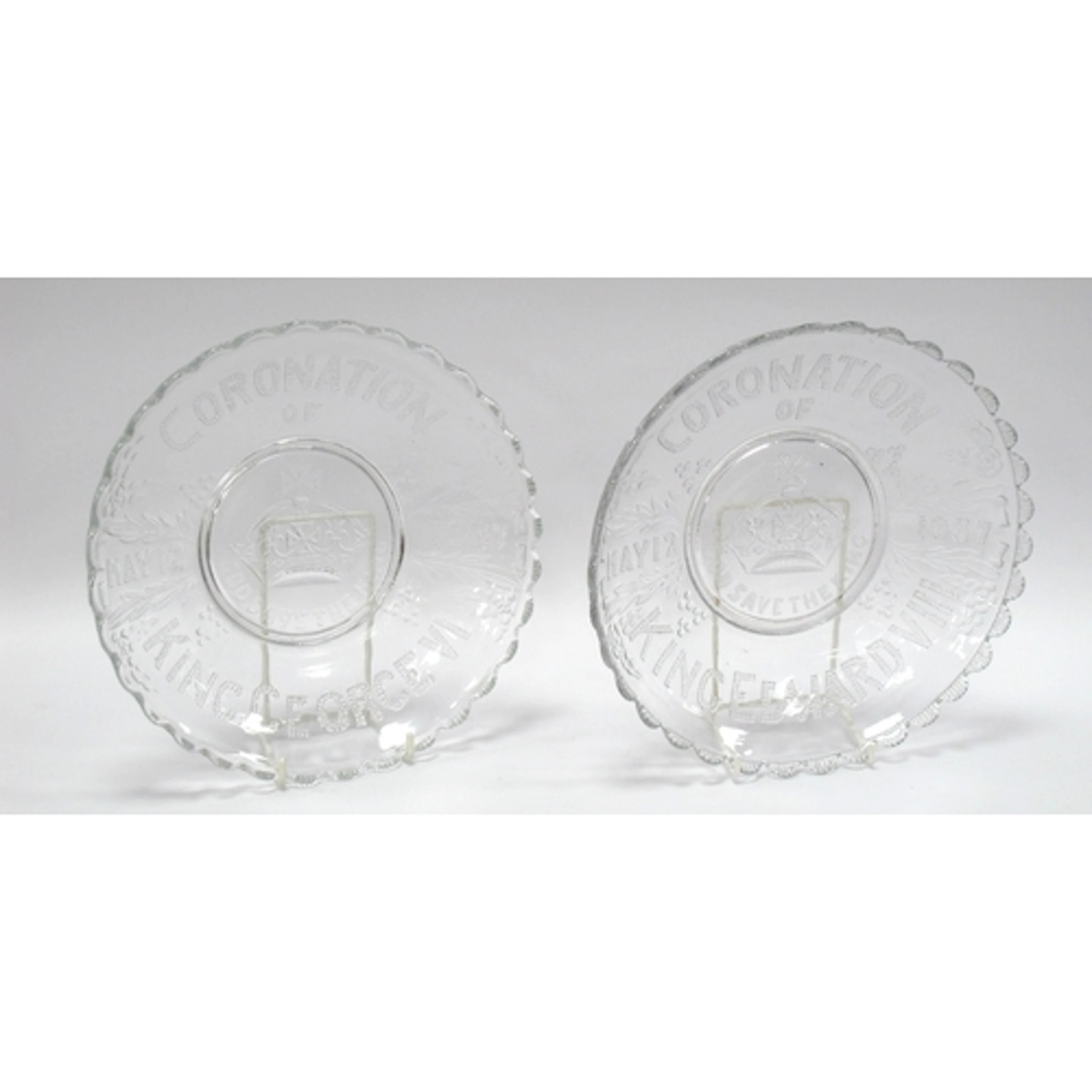 Rare Royalty Memorabilia - a pair of Coronation glass dishes...