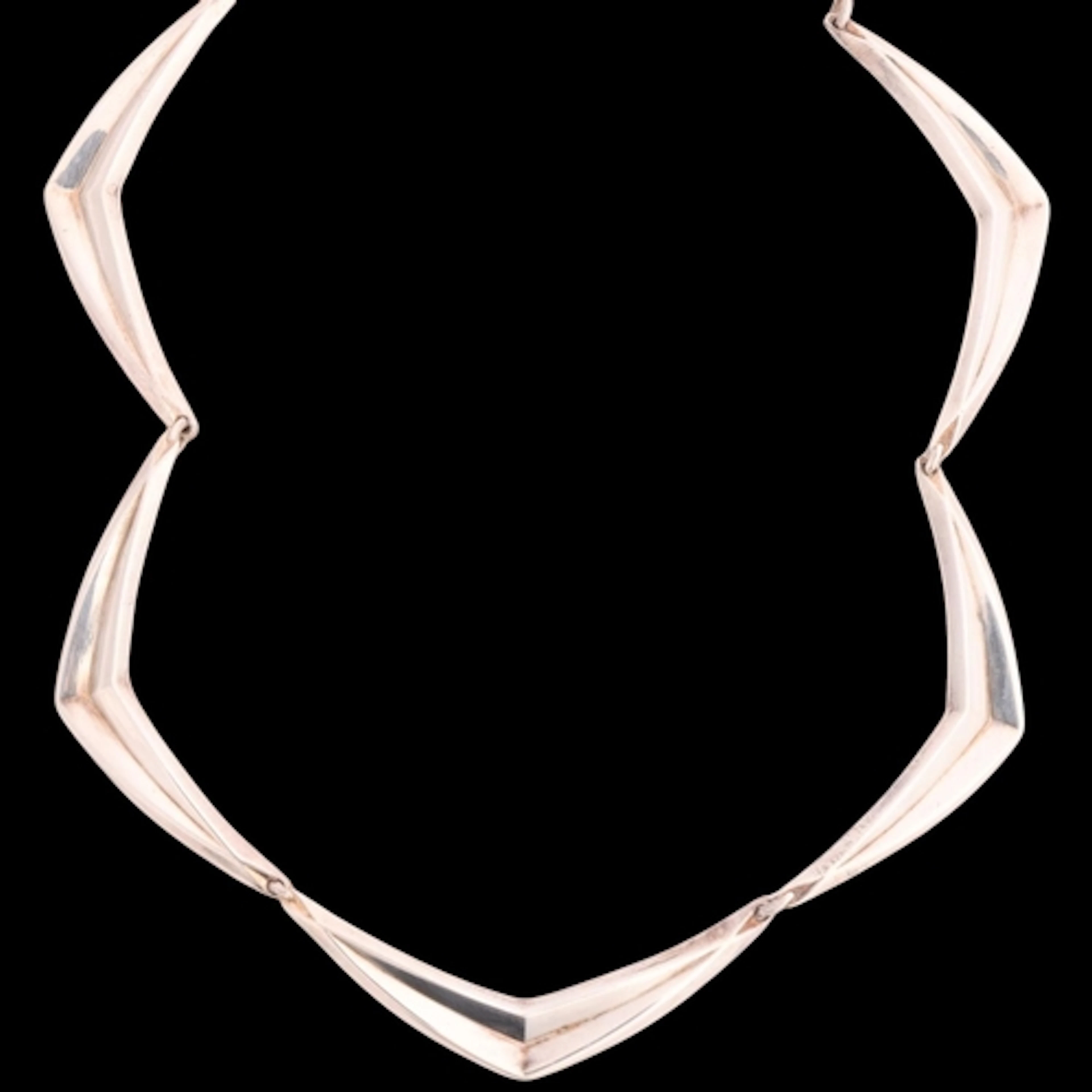 A Danish modernist sterling silver panel necklace, in the ma...