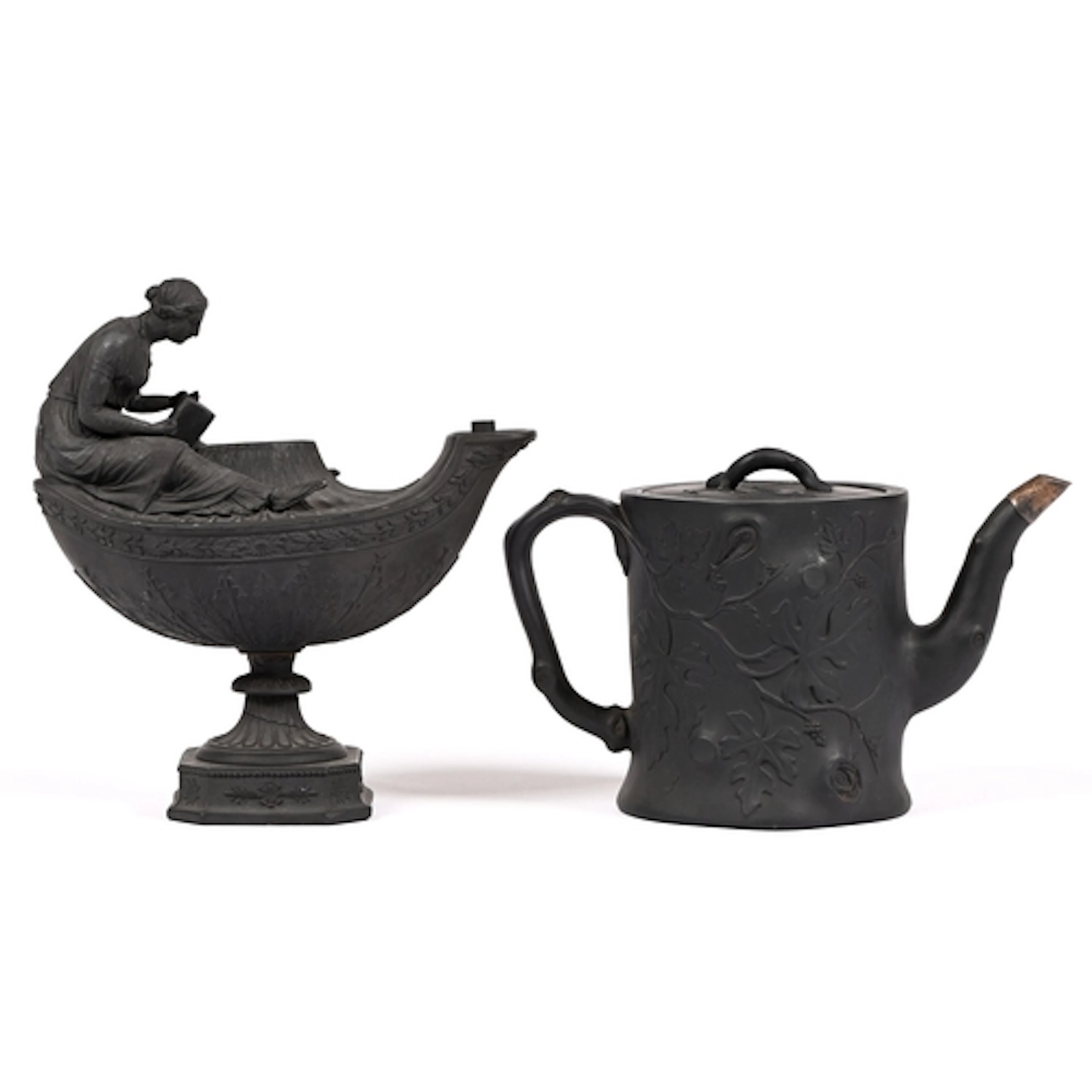 A Wedgwood black basalt vestal reading lamp, first half 19th...