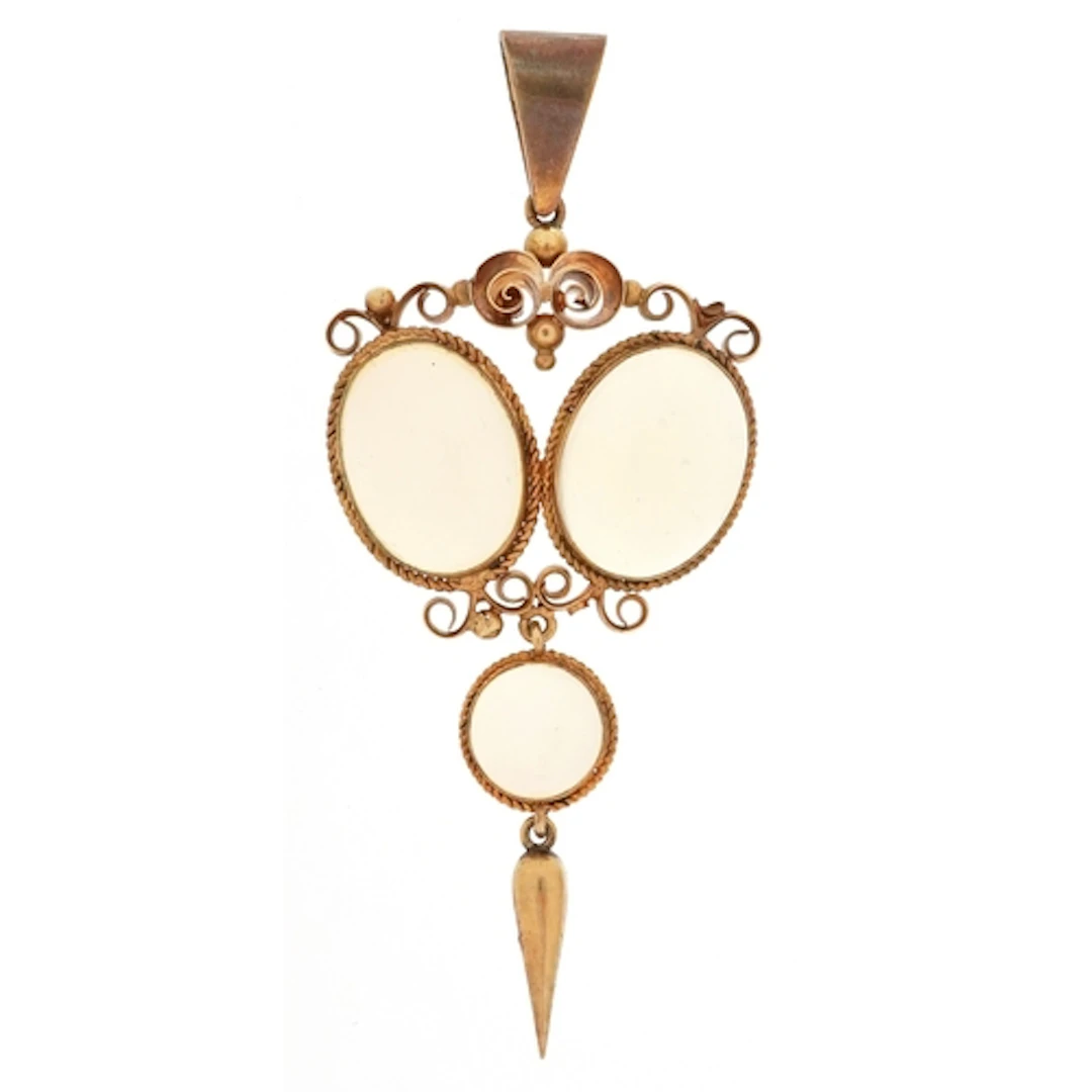 Antique unmarked gold and cabochon opal pendant with yellow ...