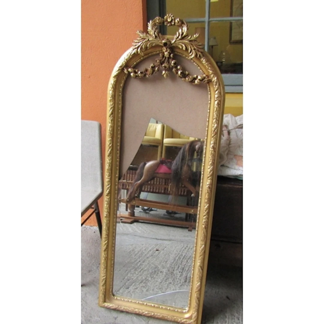 Gilded Wall Mirror with Upper Swag Motif Decoration Approxim...