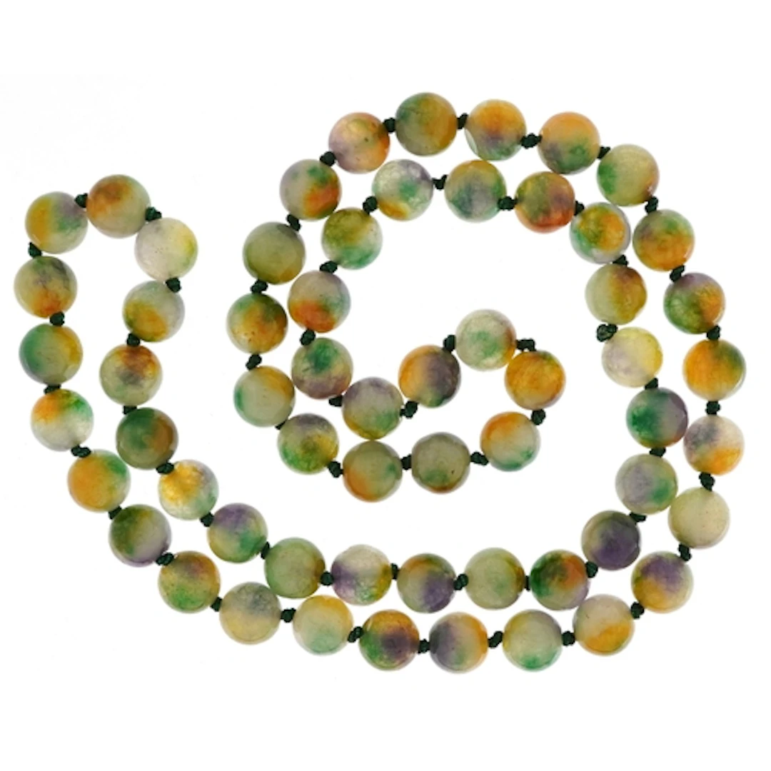 Chinese green stone bead necklace, each stone approximately ...