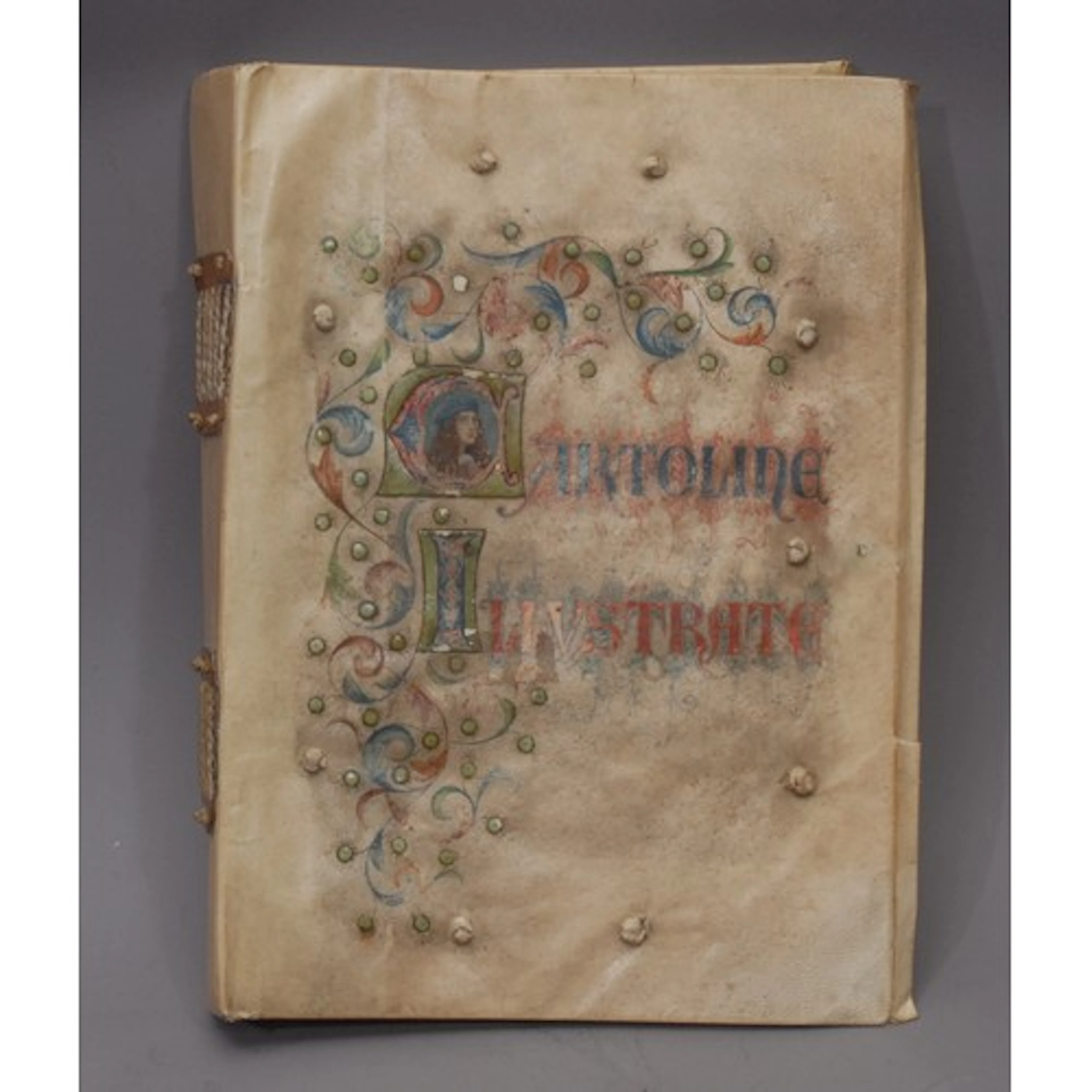 An Arts and Crafts vellum postcard album, the cover painted ...