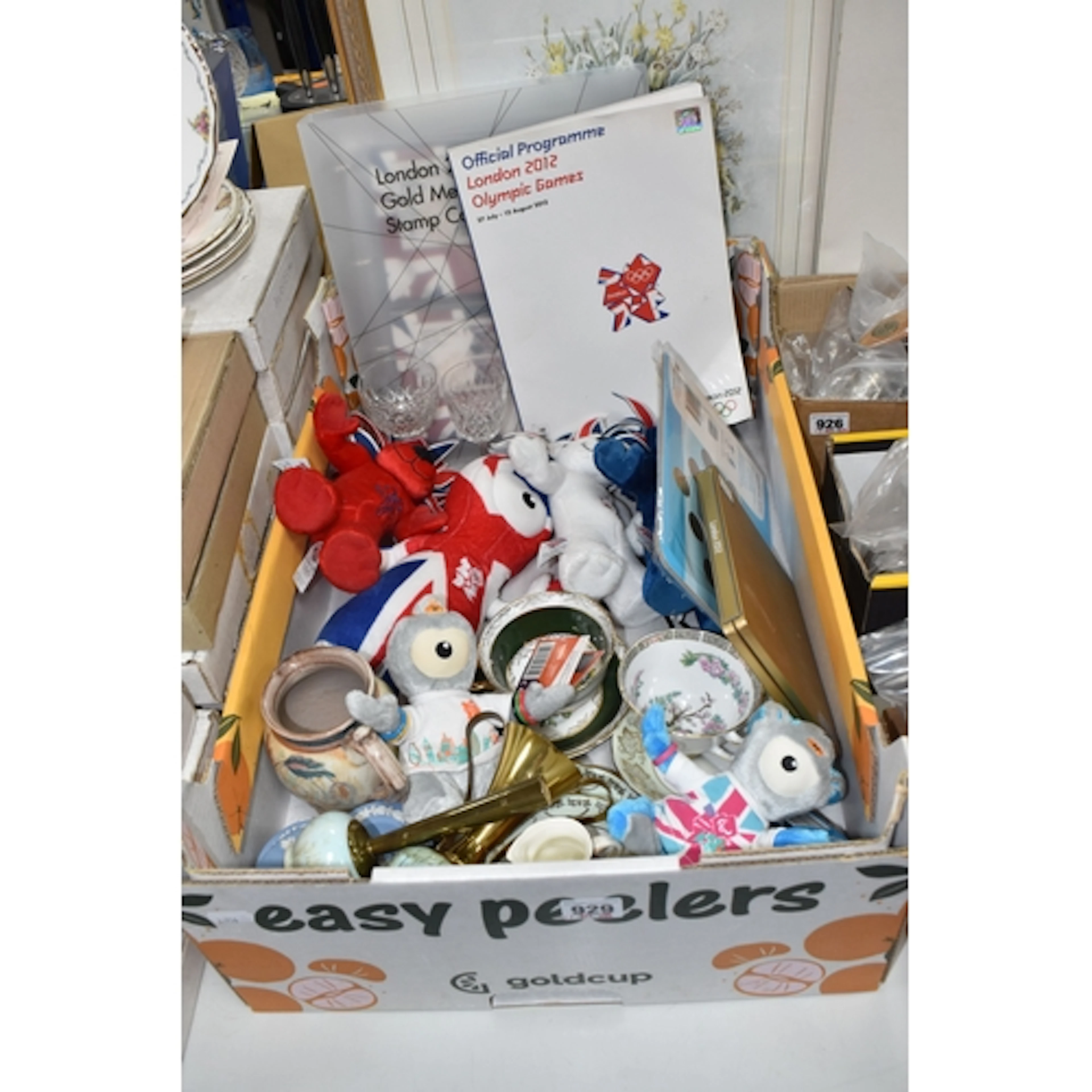 ONE BOX AND LOOSE MISCELLANEOUS ITEMS, to include Olympic me...