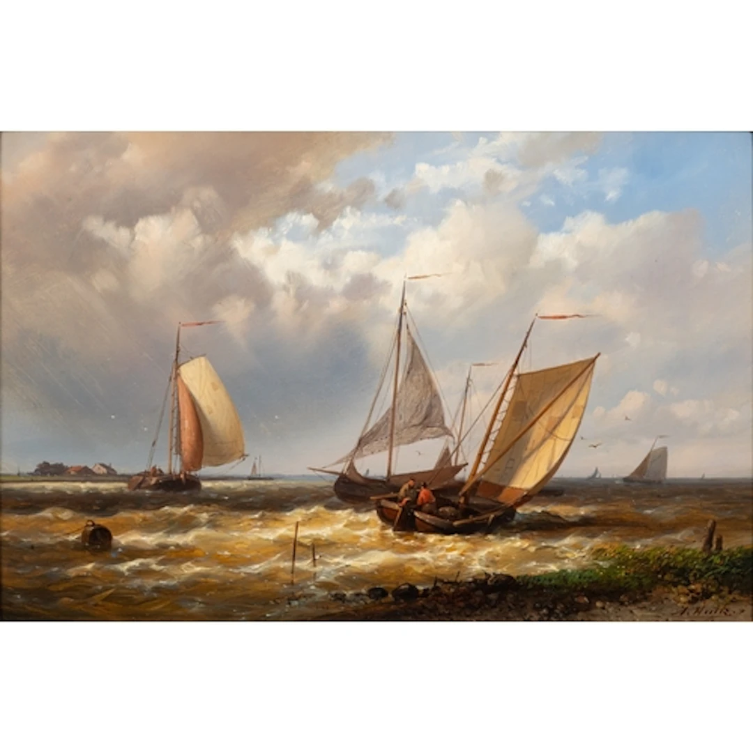 Abraham Hulk (Dutch, 1819-1897) - 'Fishing vessels off the c...
