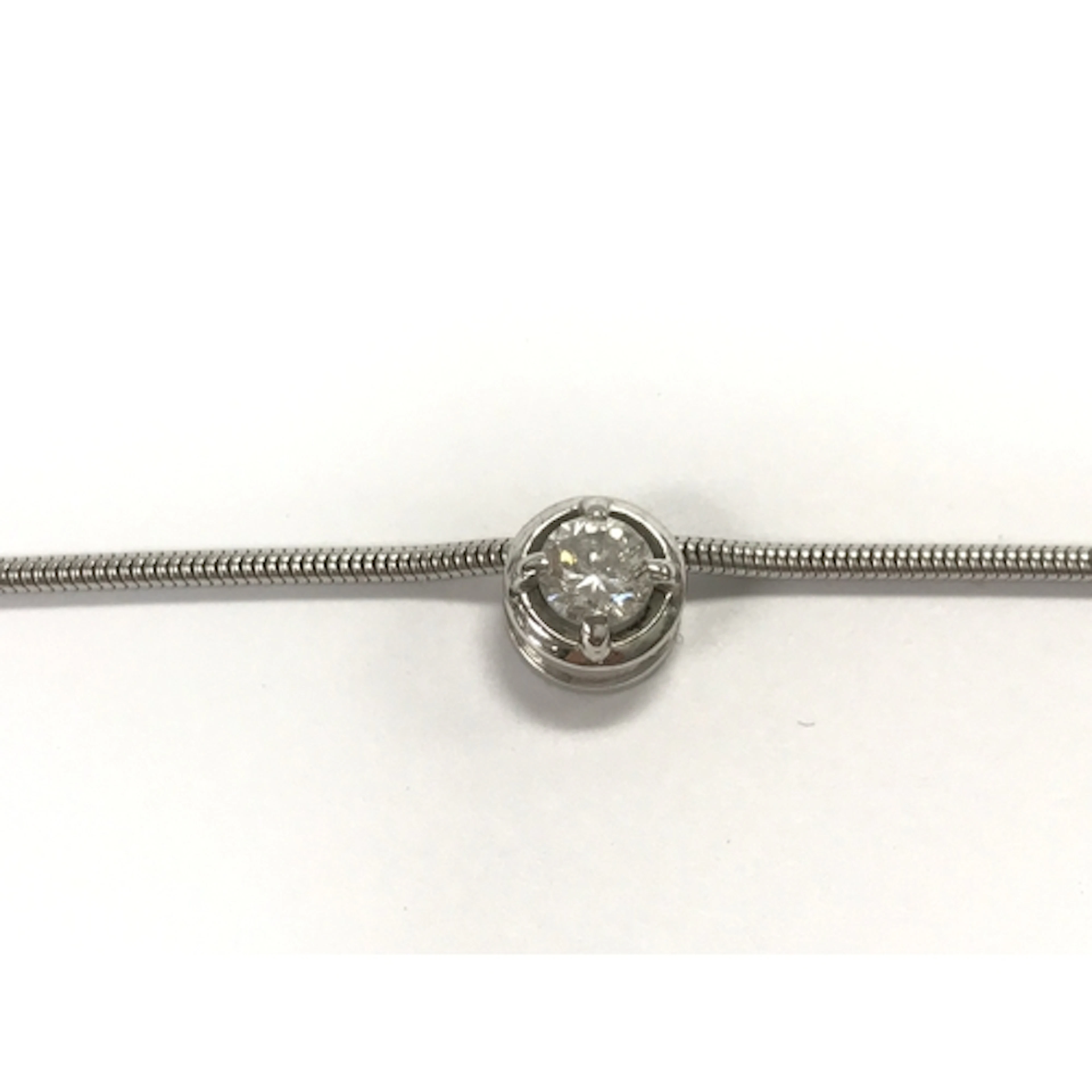 18ct white gold chain with diamond solitaire pendant with di...