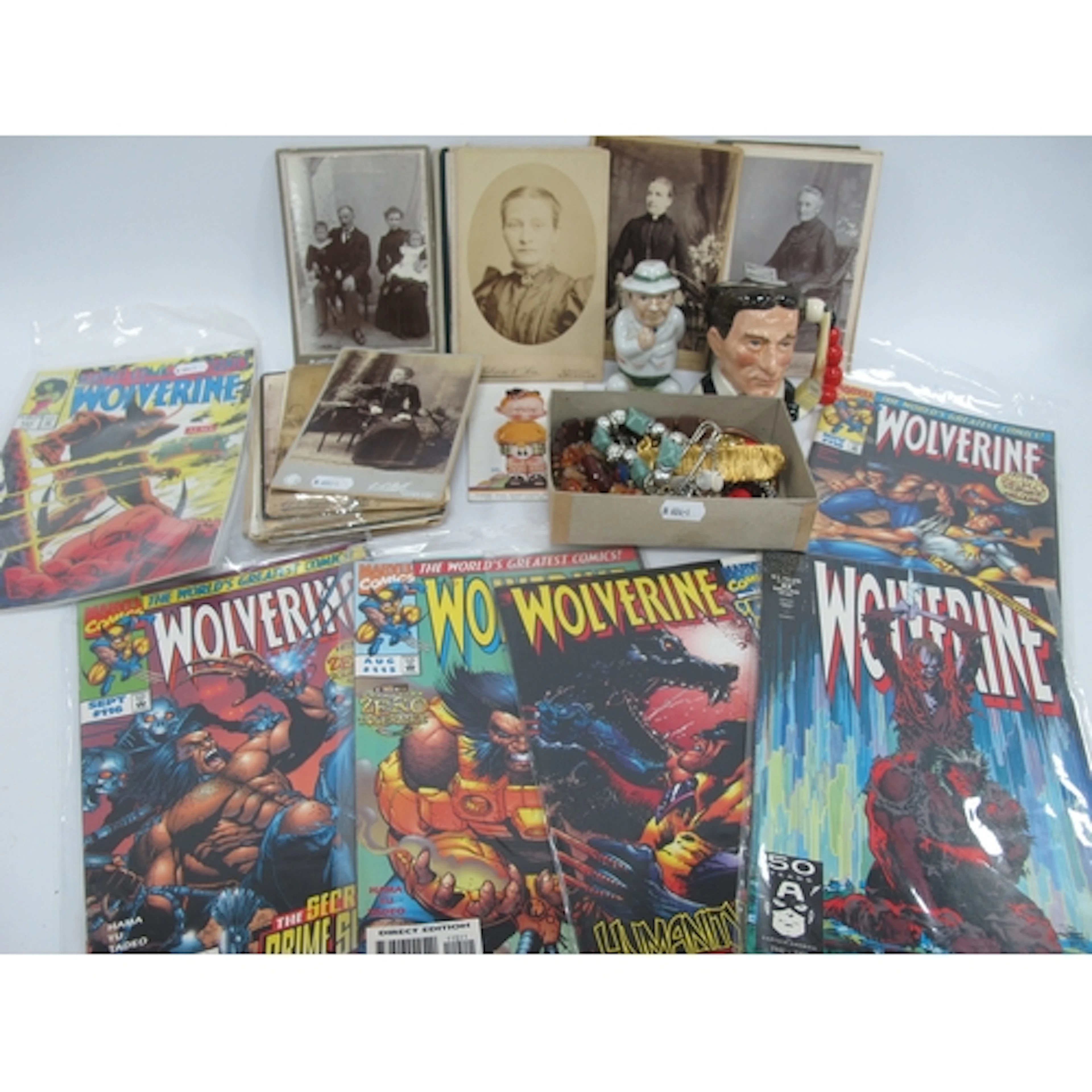 Vintage ephemera and collectibles, including Victorian portr...