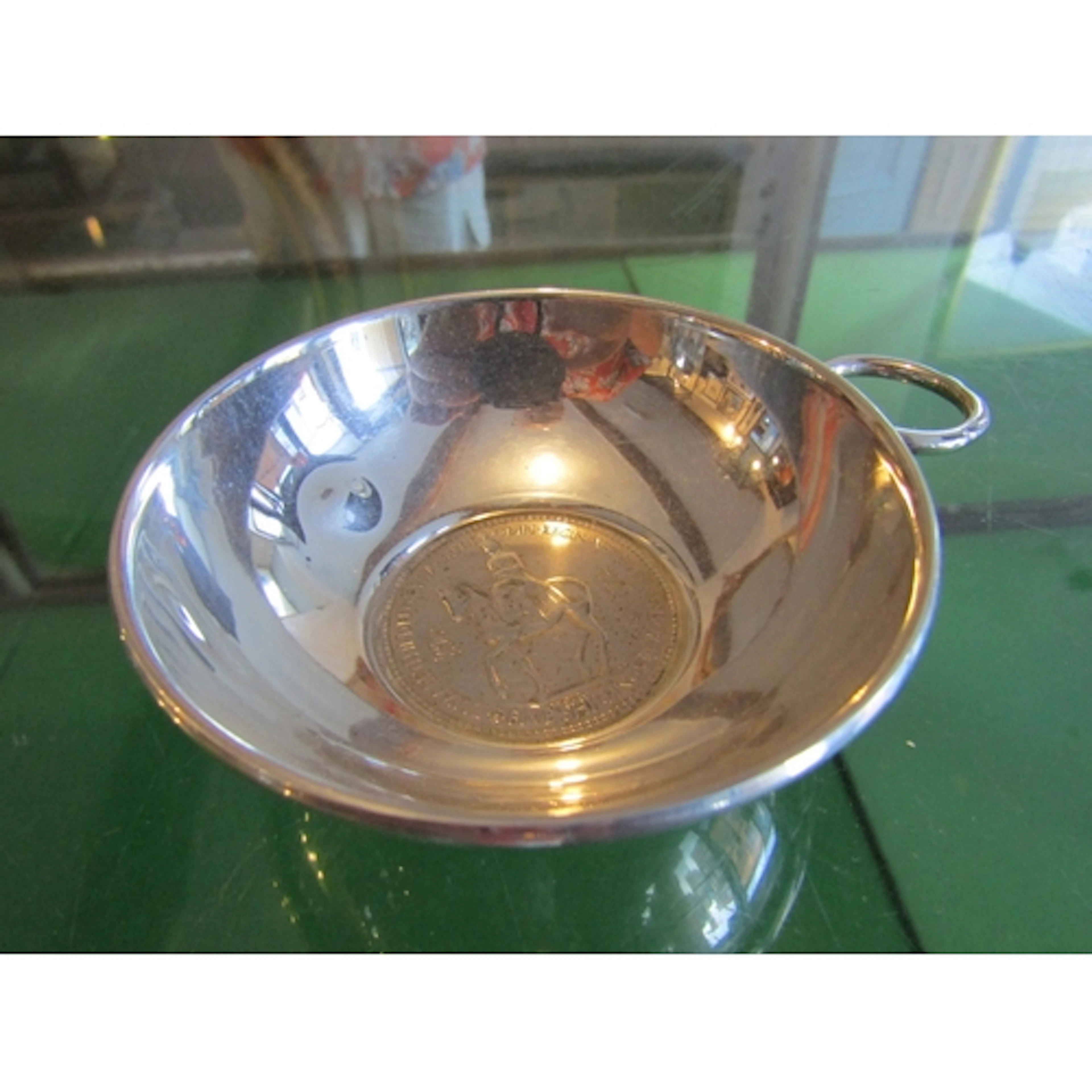 Silver Wine Taster with Silver Coin Inset to Base