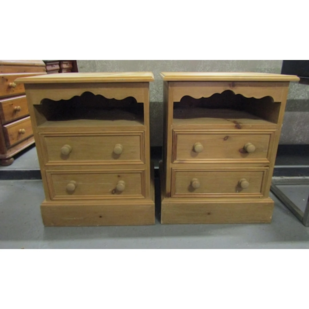 Pair of Pine Twin Drawer Side Lockers Each Approximately 18 ...