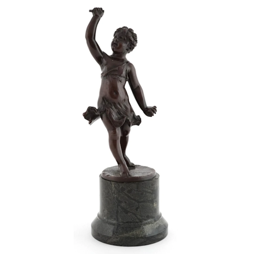 19th/20th century patinated bronze study of a young girl in ...
