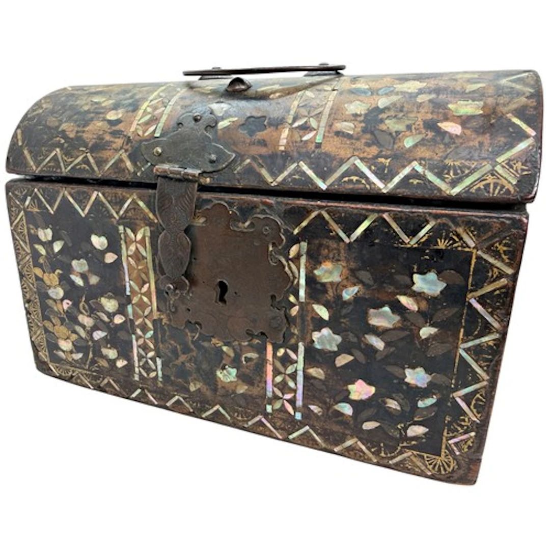 A Japanese Namban lacquer and mother-of-pearl casket (arquet...