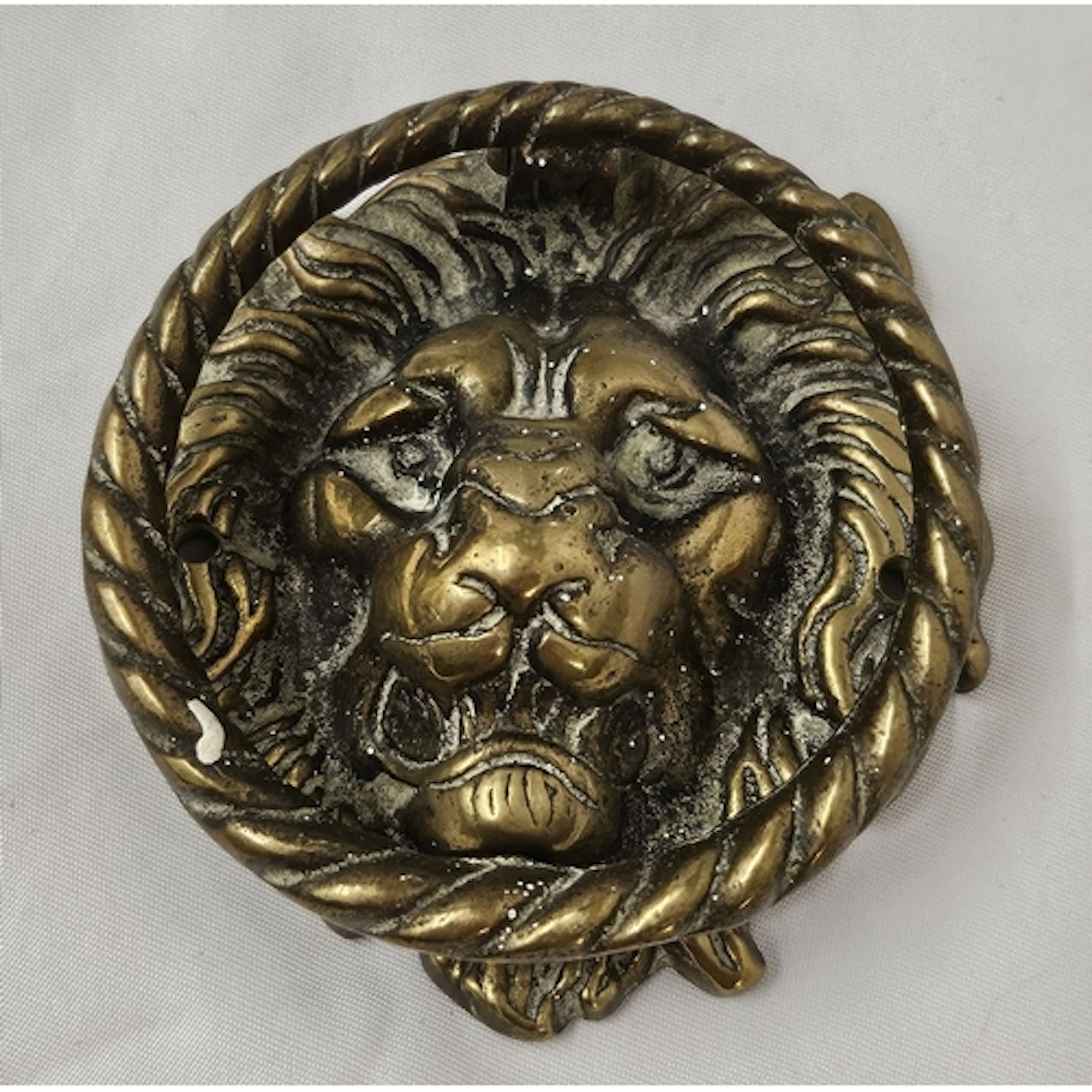 Brass Lion Ring pull door knocker approx. 8cm dia.