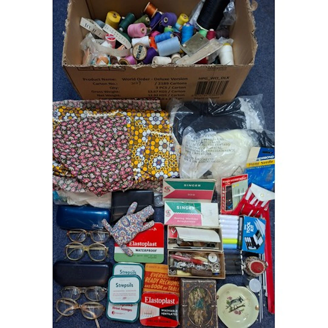 Haberdashery and sewing related items to include cotton reel...