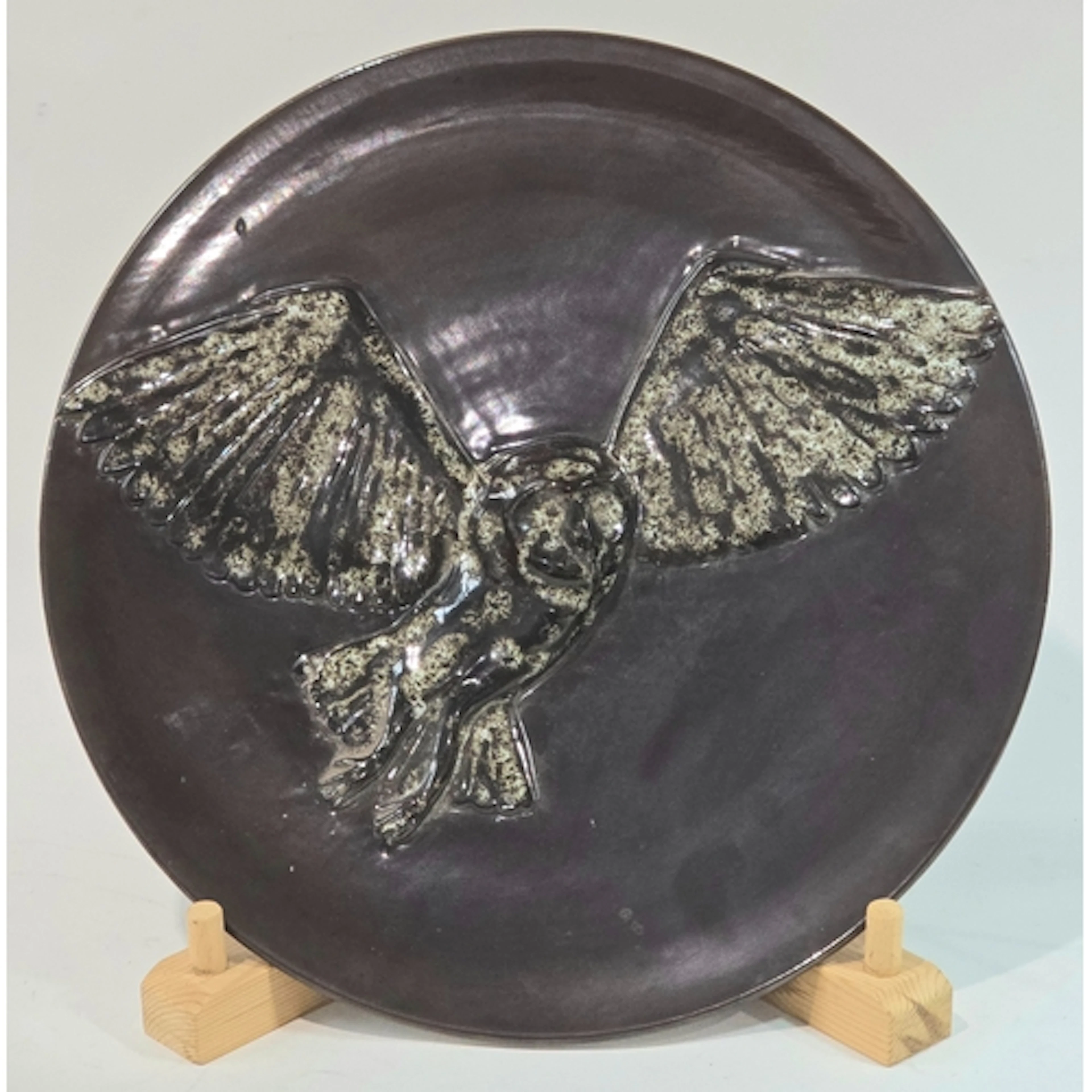 Poole Pottery Owl Plaque by Alan White unique studio piece 1...