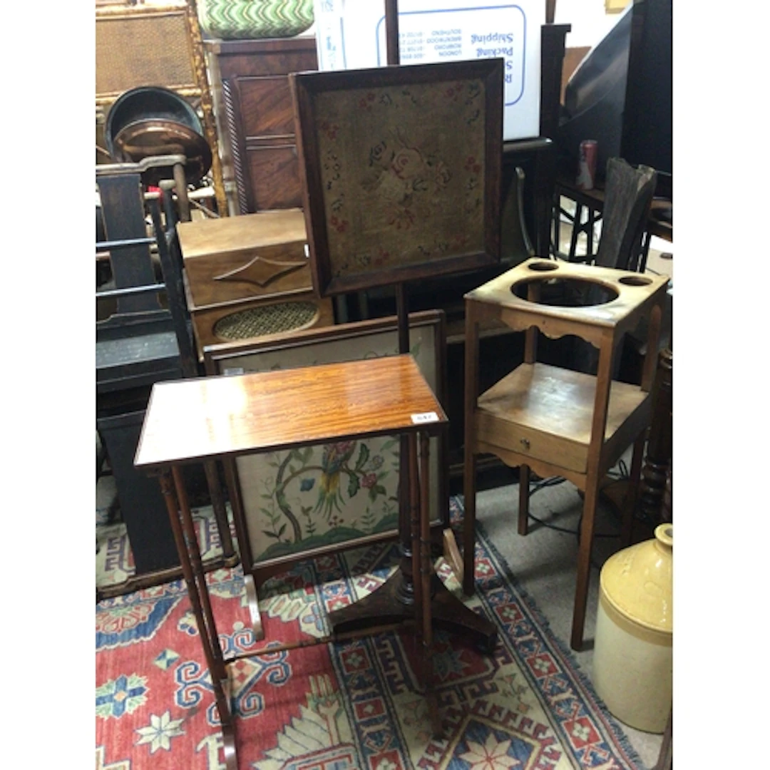 A William V rosewood face fire guard with tapestry panel a s...