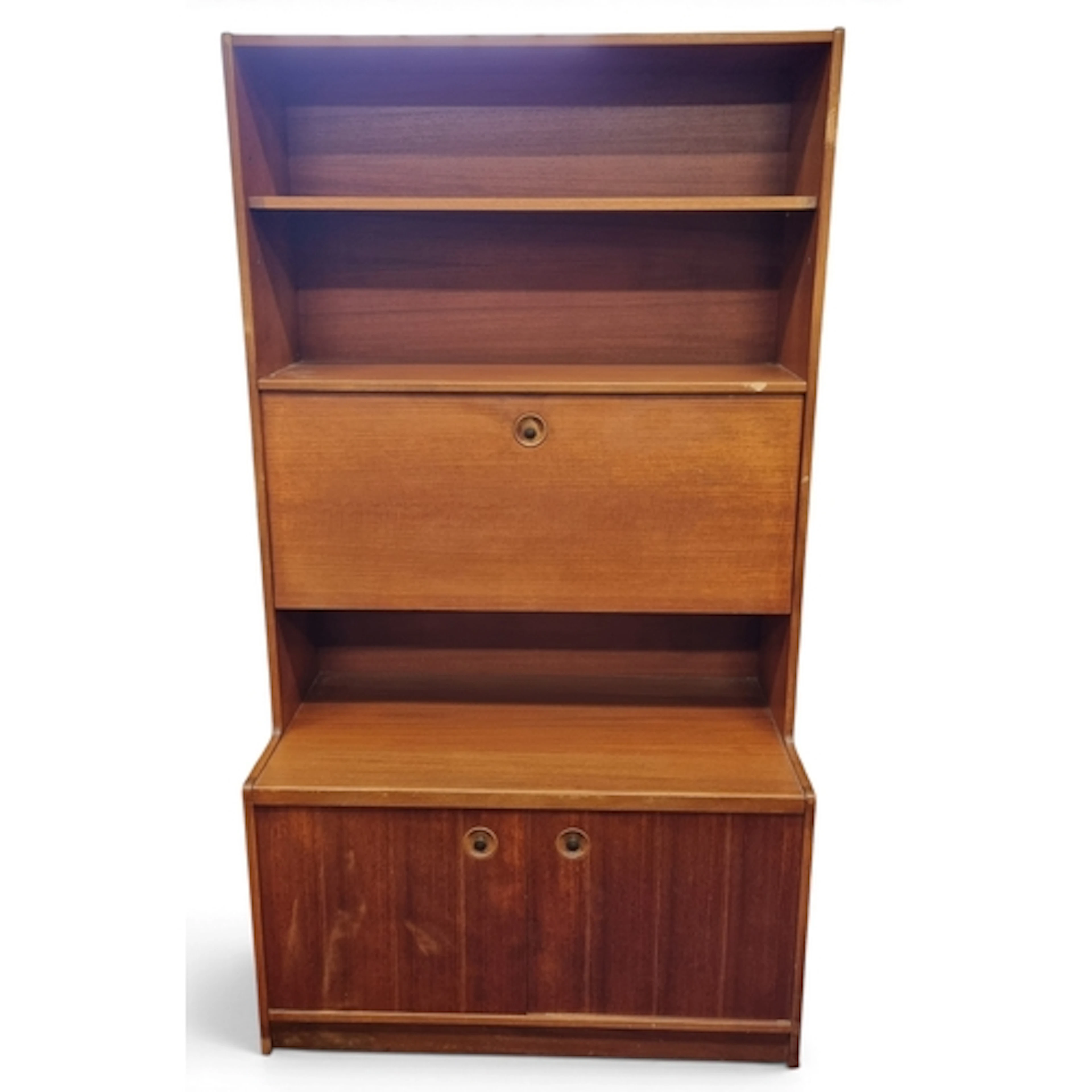 A mid Century two door Bureau. H 165 x W 92 x D 43 cm approx...