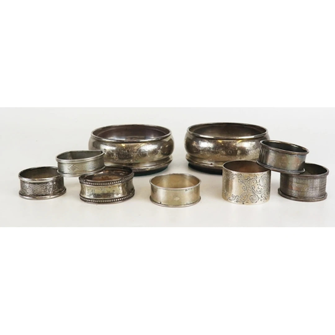 Assorted silver napkin rings, various makers and dates, 102g...