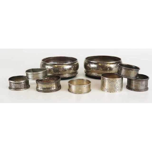 Assorted silver napkin rings, various makers and dates, 102g...