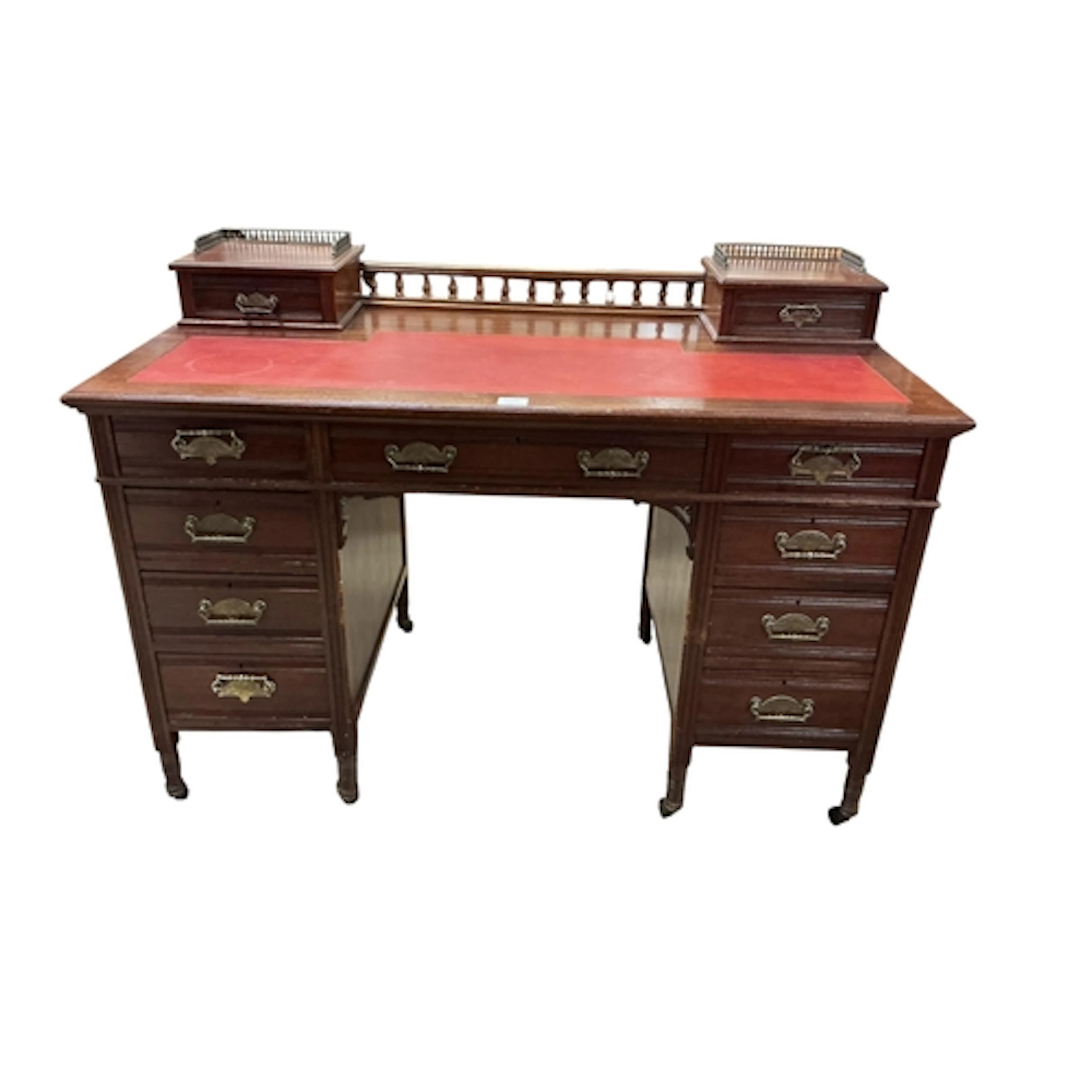 A Victorian mahogany kneehole desk, width 122cm, depth 63cm,...